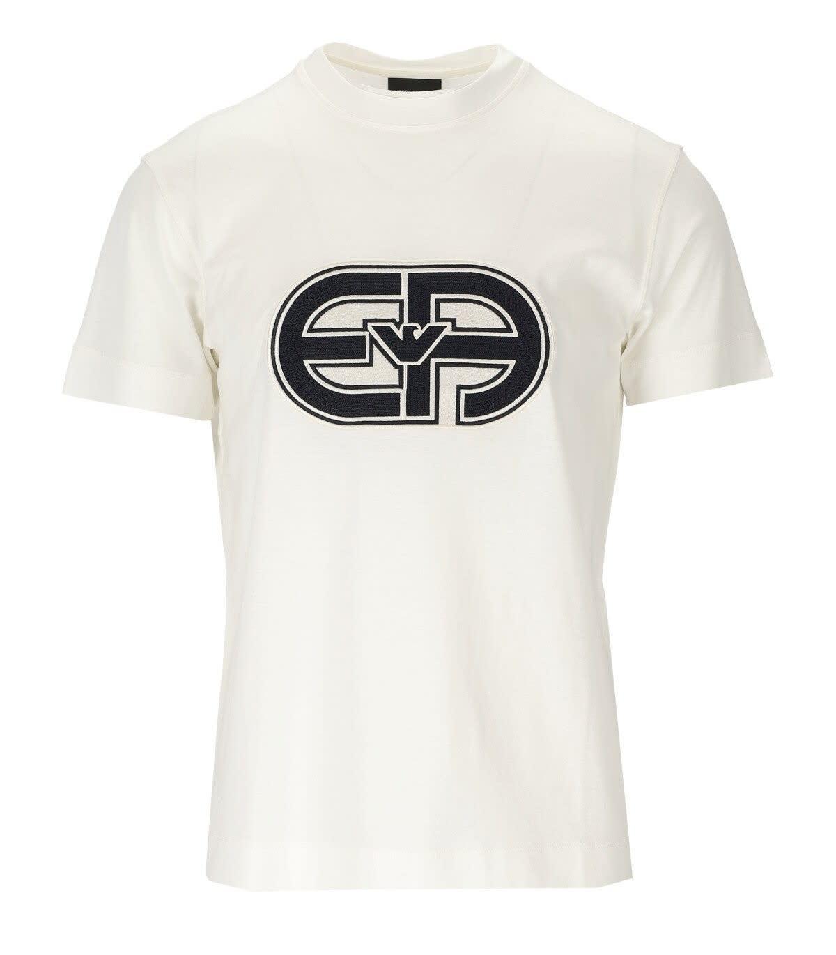 Emporio Armani T-shirt With Maxi Logo in White Men | Lyst