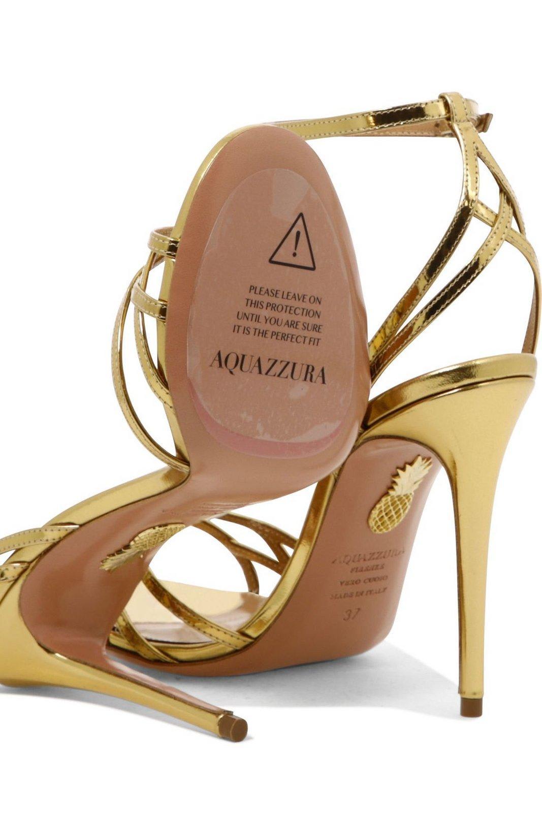Aquazzura All I Want Ankle-strap Heeled Sandals in Metallic