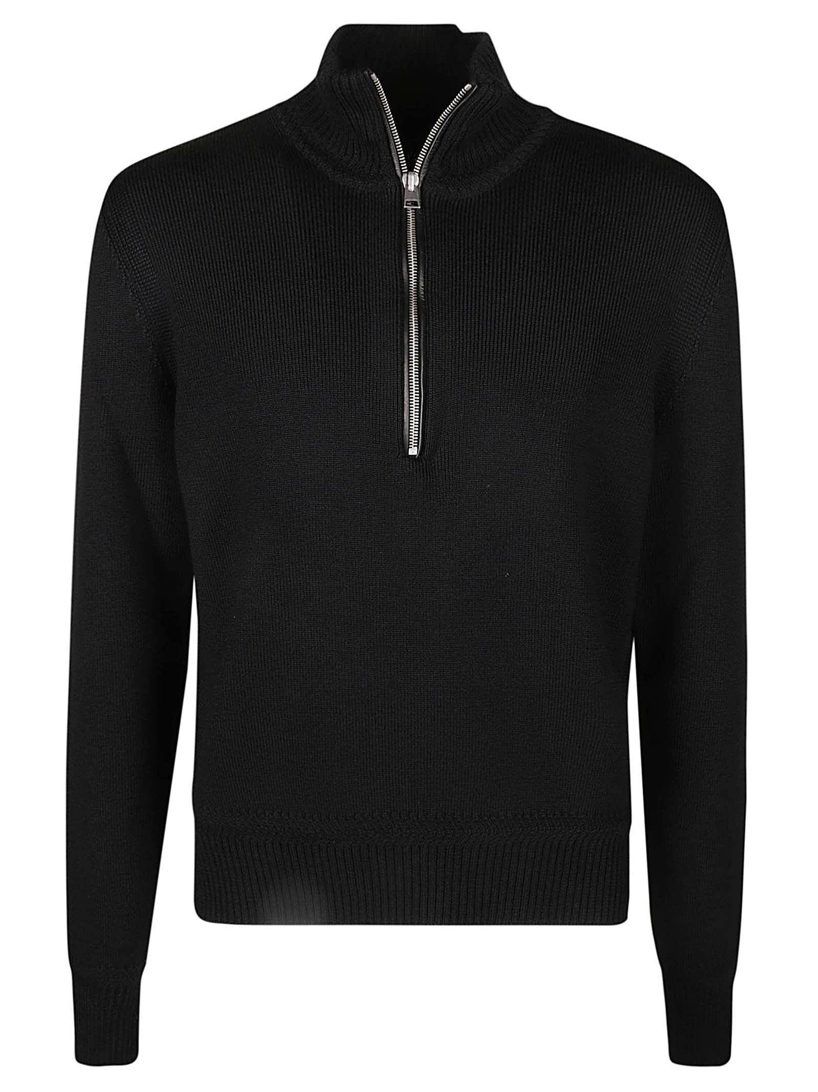 Tom Ford Half Zip Turtleneck Sweater in Black for Men | Lyst
