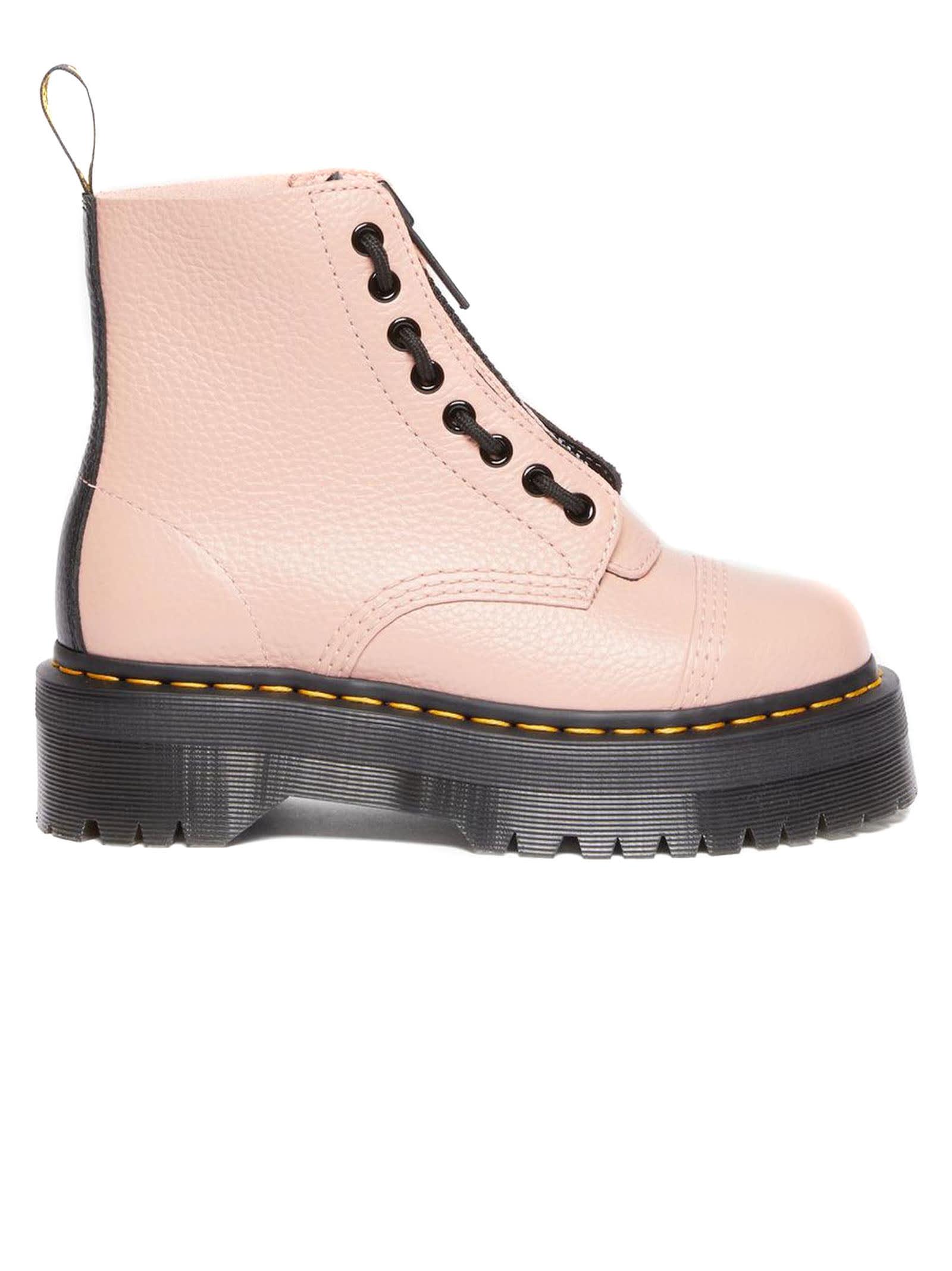 Dr. Martens Beige Leather Sinclair Leather Platform Boots in Natural | Lyst