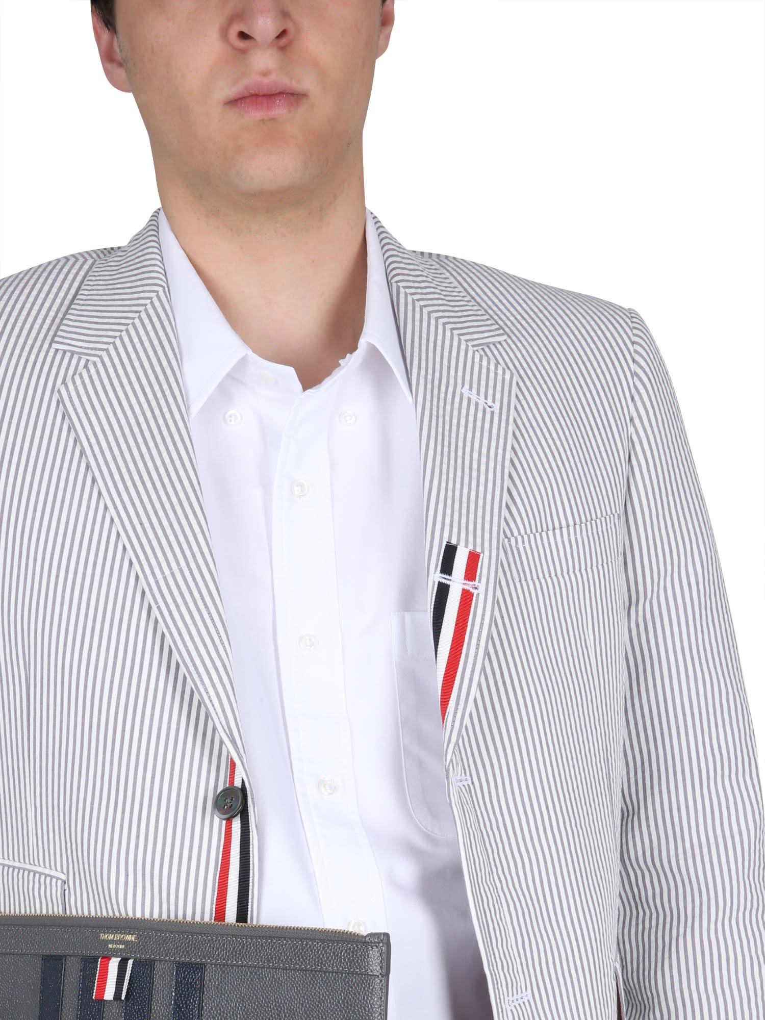 Thom Browne Striped Jacket in Gray for Men | Lyst