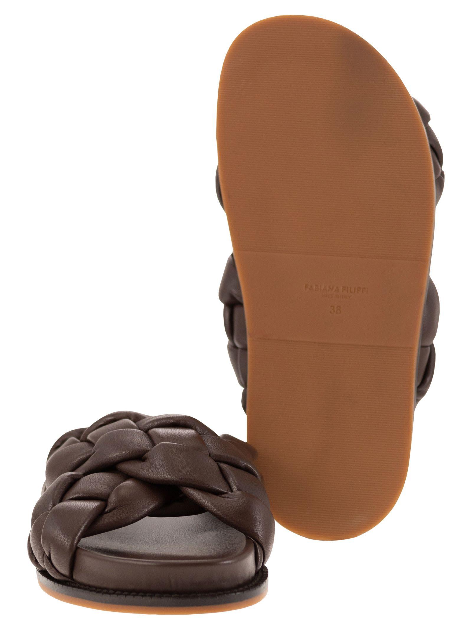 Braided leather flip flops hot sale