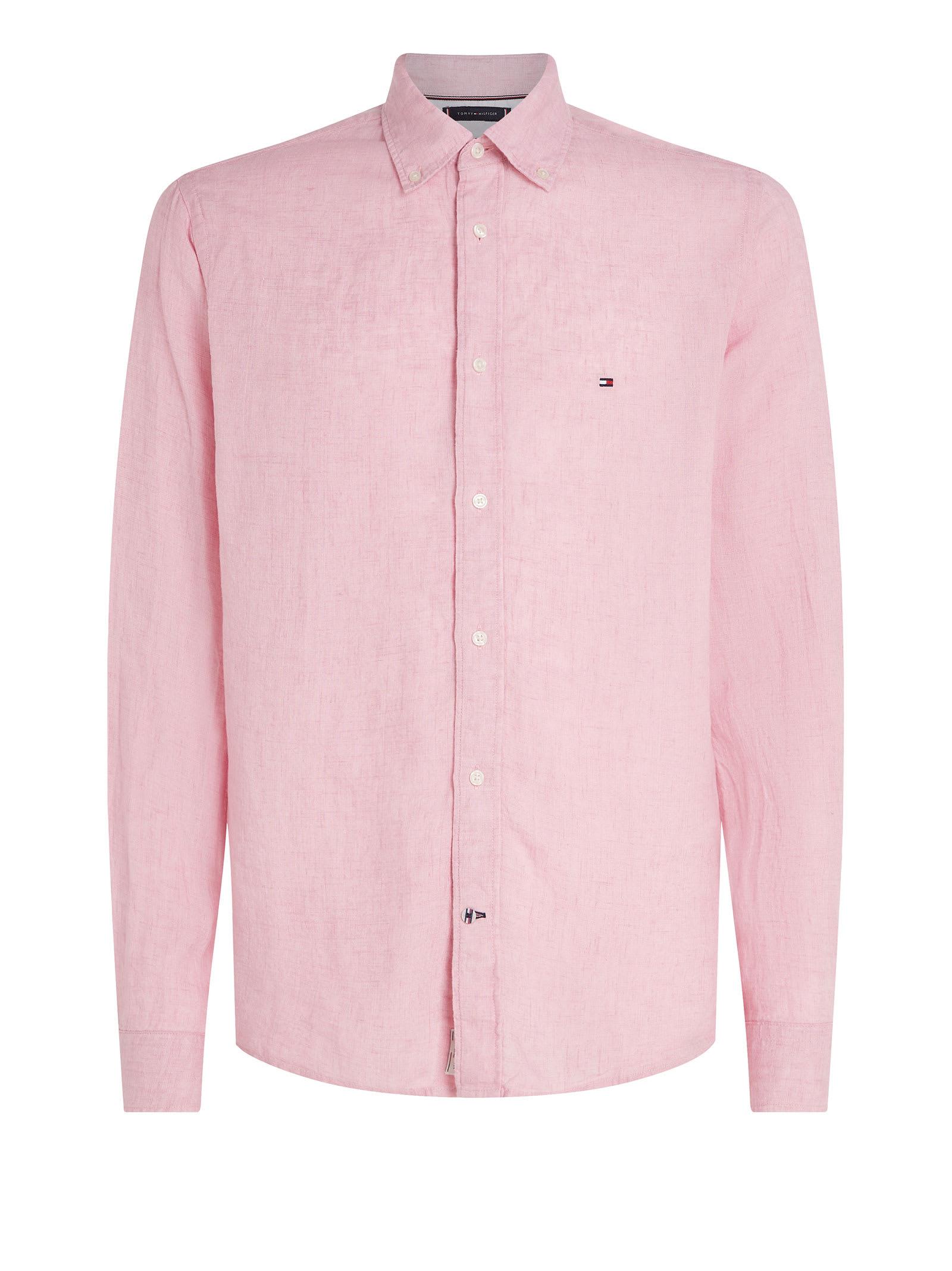 Tommy Hilfiger Regular Fit Pink Linen Shirt for Men | Lyst