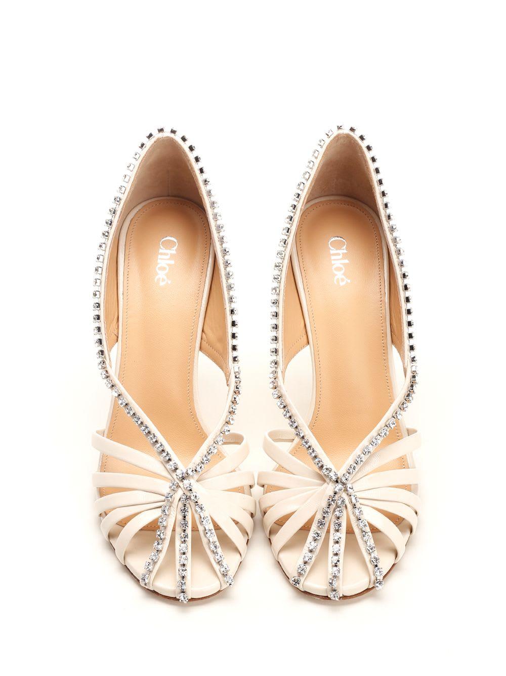 【関税&送料込】Chloe Leonie Heeled Sandals CHLOÉ Leonie cutout embellished leather pumps | NET-A-PORTER