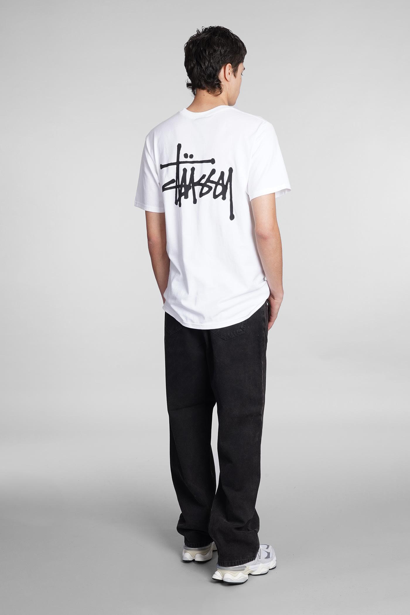 Stussy Basic Logo Pigment Dyed T-shirt in White for Men | Lyst