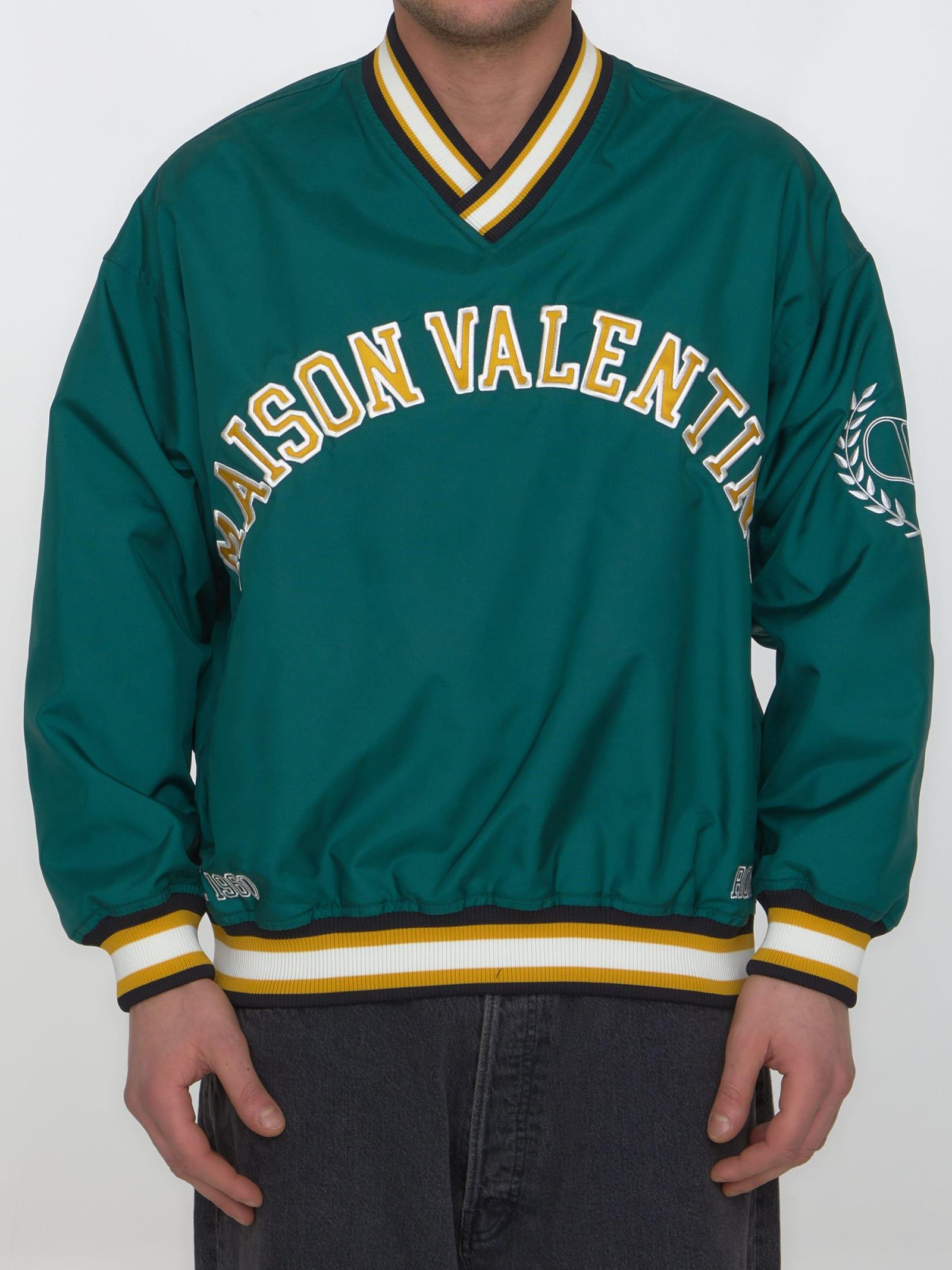 Valentino Garavani Embroidered Nylon Sweatshirt in Green for Men | Lyst