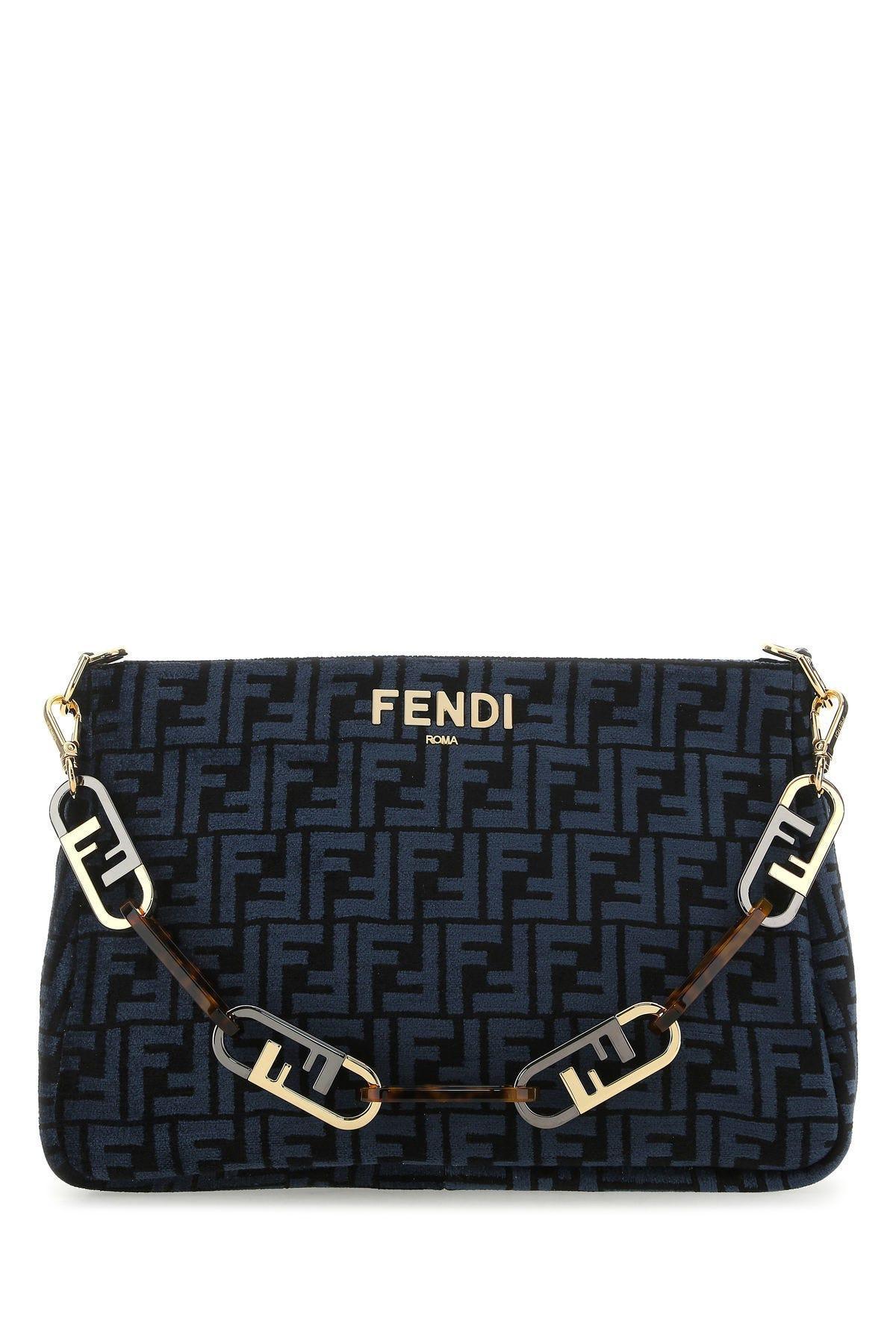 Embroidered Fabric O Lock Zip Handbag