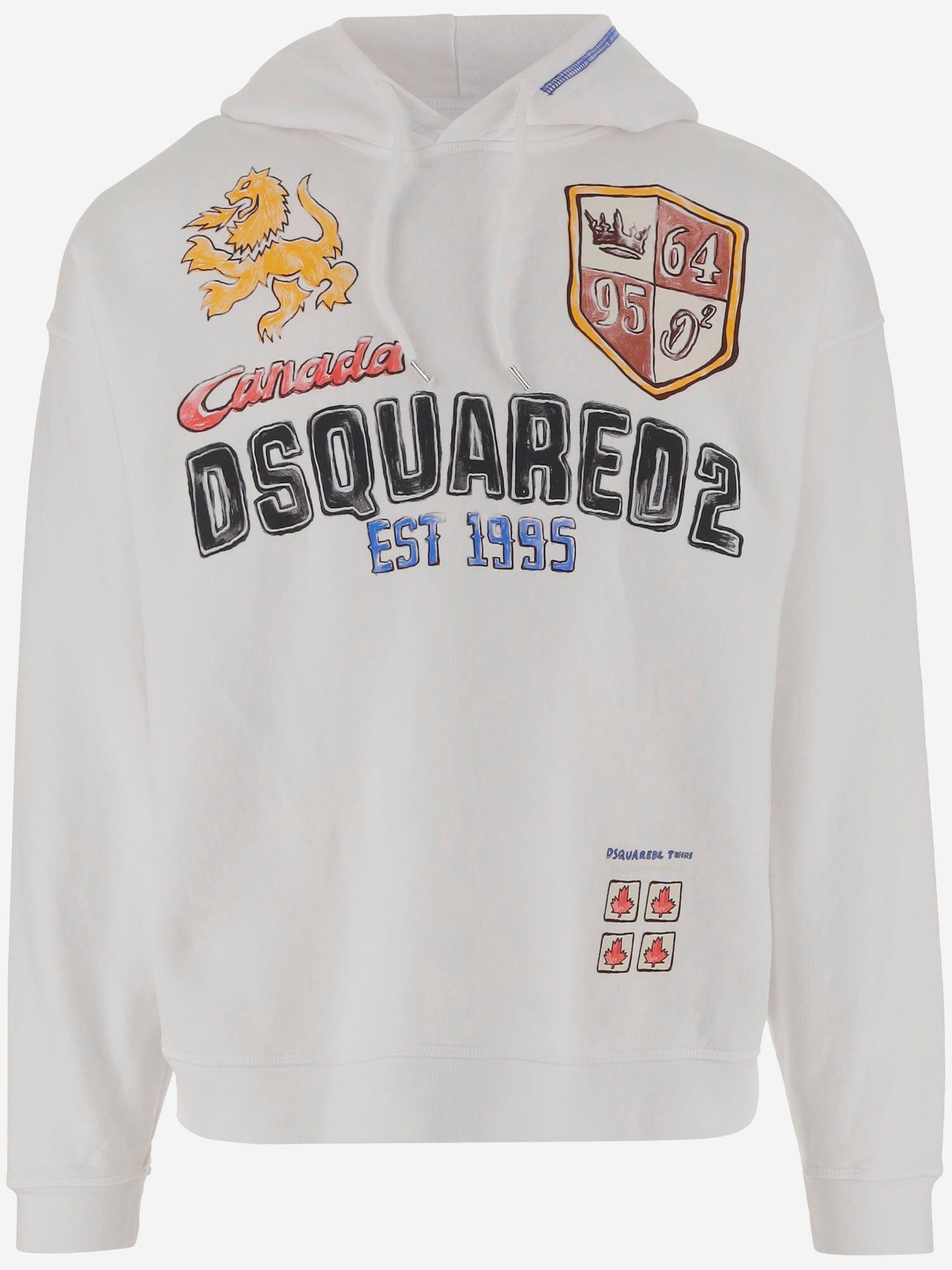 スウェット・トレーナー D SQUARED2 COTTON SWEATSHIRT WITH LOGO PRINT Dsquared2 Logo-print Cotton Sweatshirt In White | ModeSens