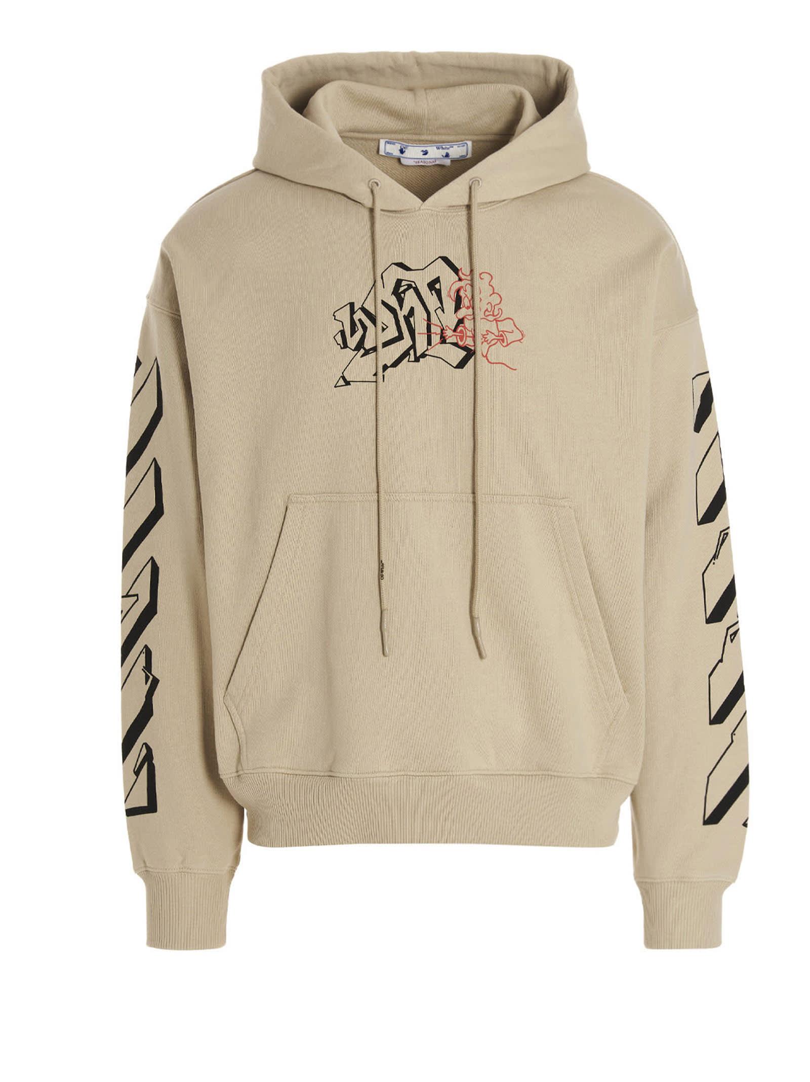 Unravel Udgravning søskende Off-White c/o Virgil Abloh Graffiti Hoodie in Natural for Men | Lyst