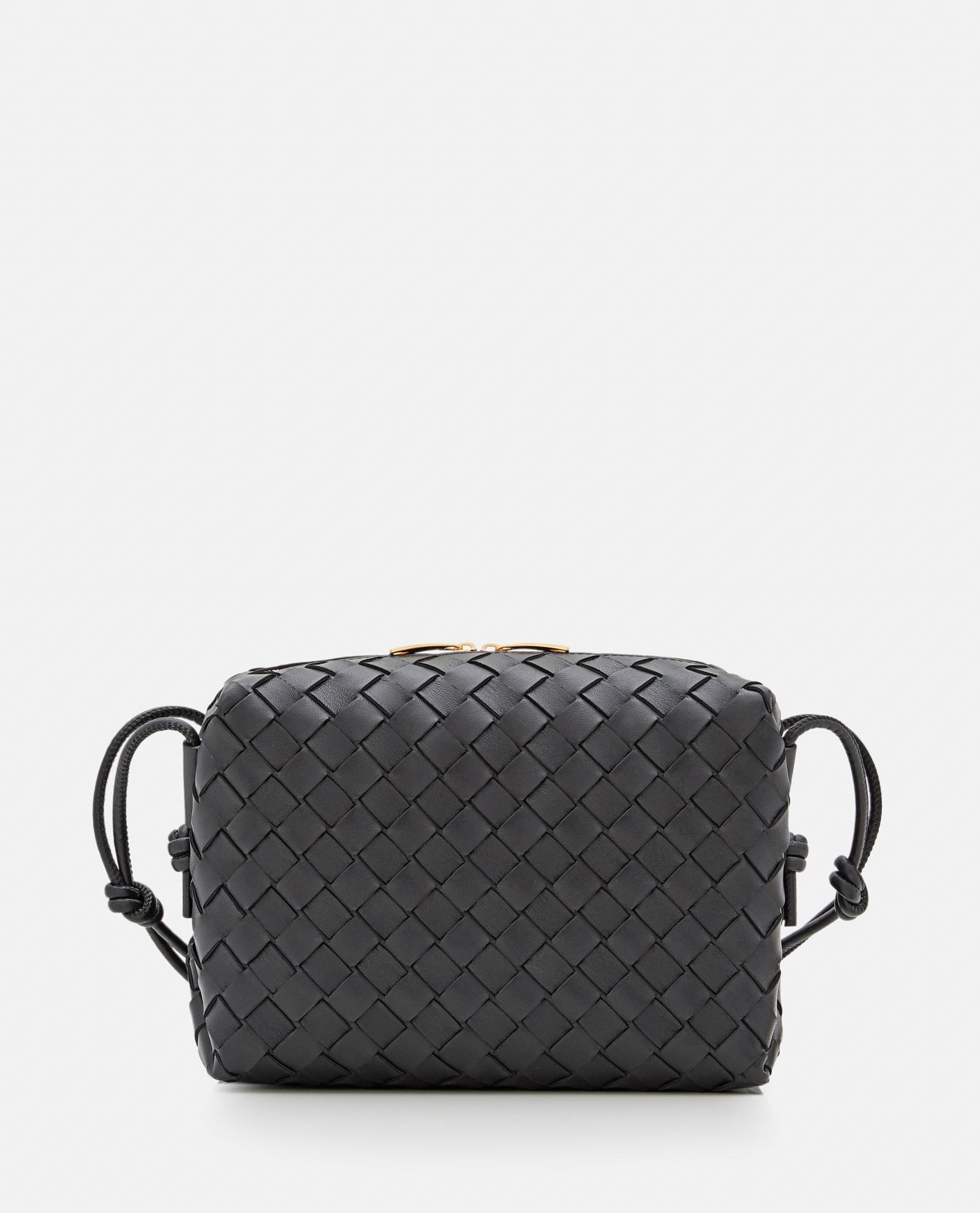 Black Loop small Intrecciato-leather cross-body bag, Bottega Veneta