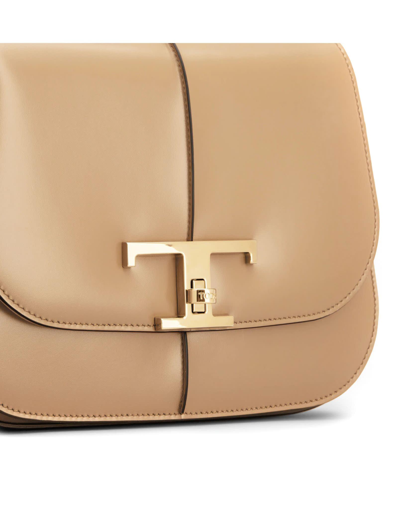 Tod's T Timeless Shoulder Bag In Leather Mini in Natural | Lyst