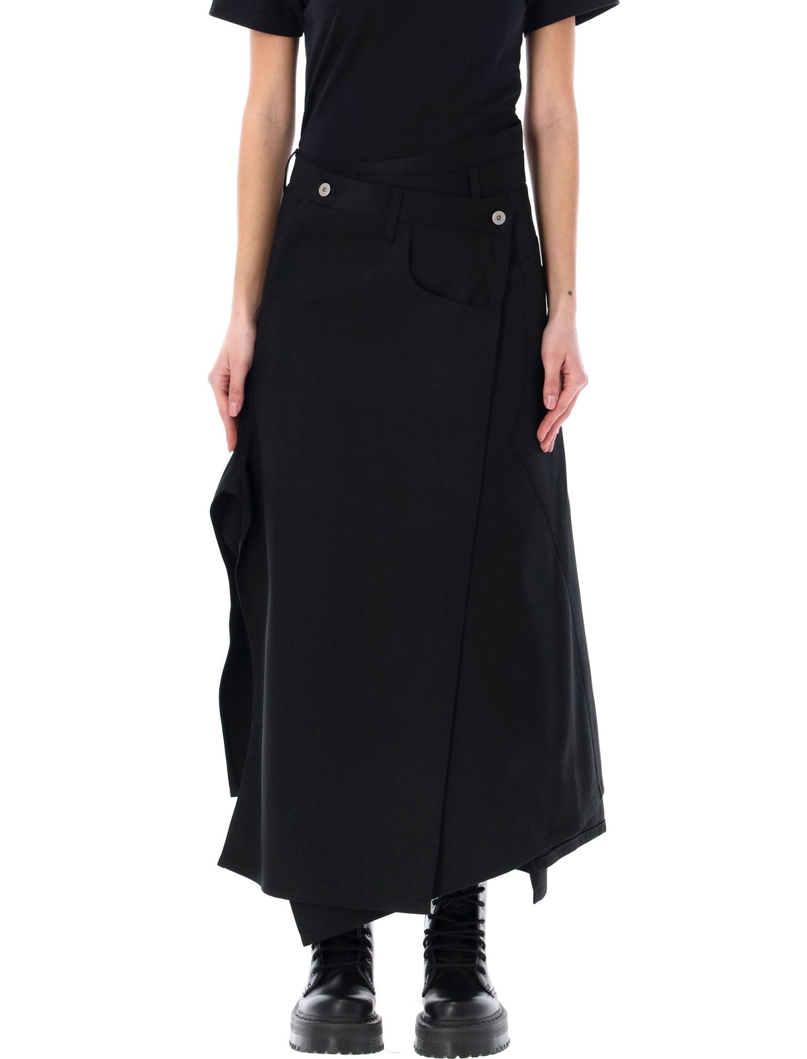 Junya Watanabe Asymmetric Midi Skirt in Black | Lyst