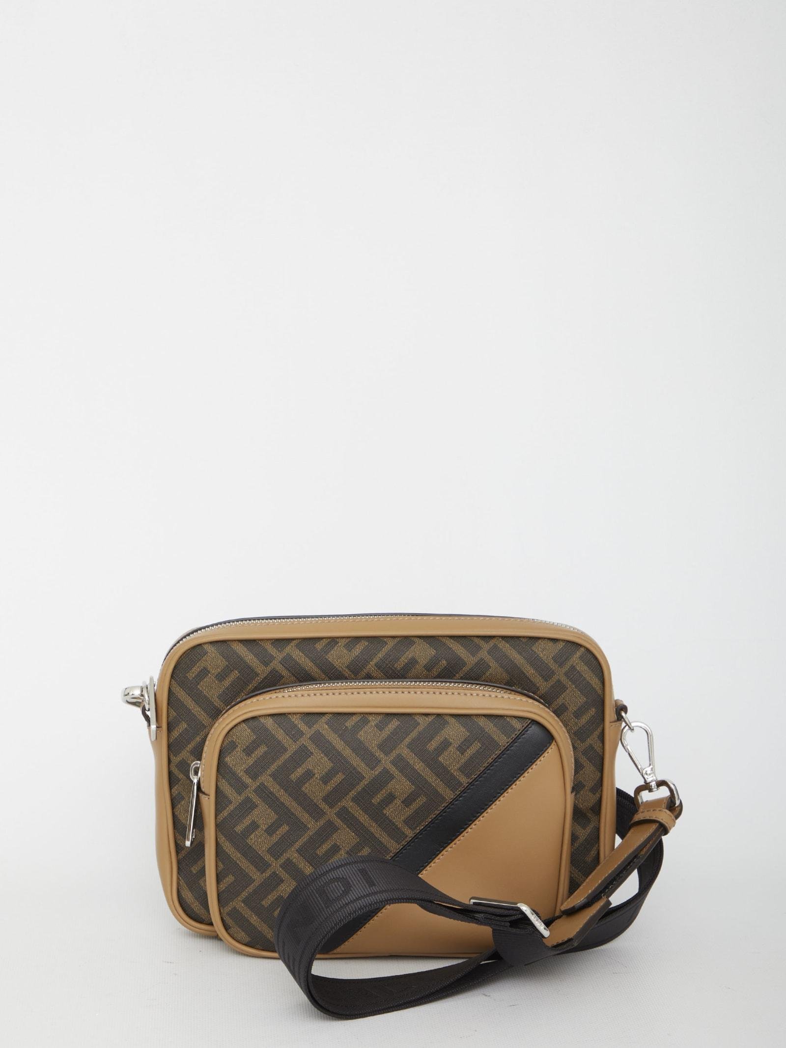 FENDI: Camera Case Duo Shadow Diagonal bag in leather - Black