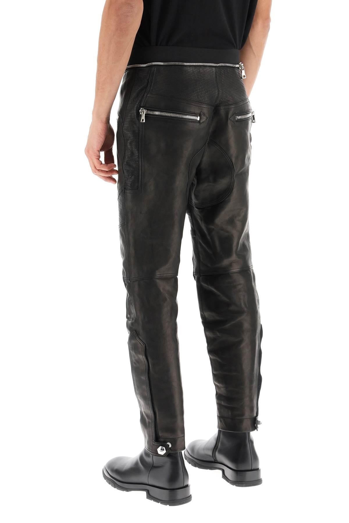 Balmain Zippered Leather Biker Pants in Black for Men | Lyst