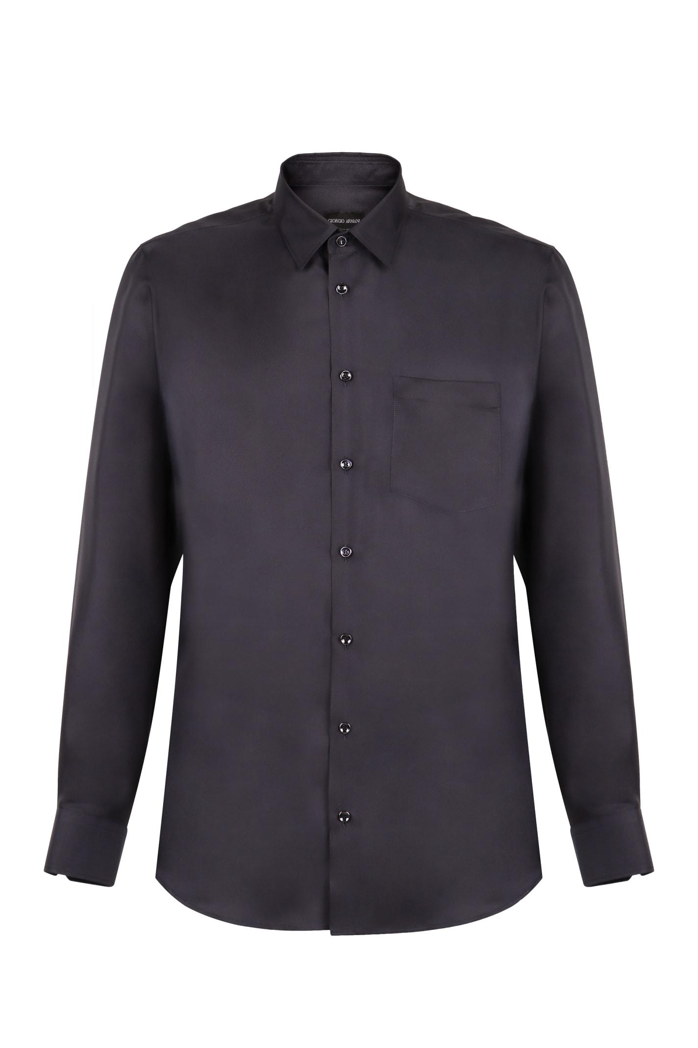 Giorgio Armani Silk Shirt in Blue for Men Lyst