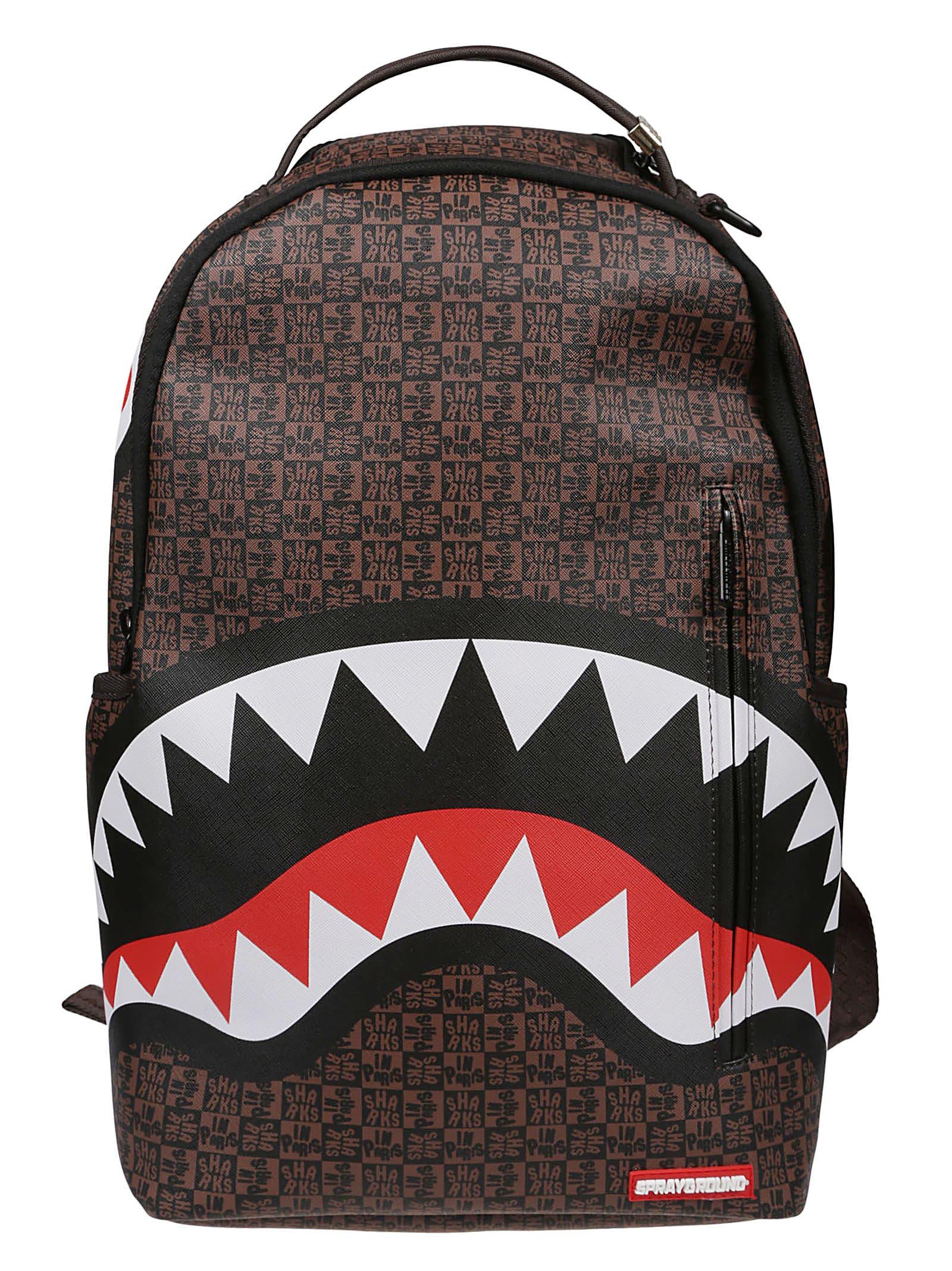 Sprayground Sharks In Paris Check Backpack in Brown for Men | Lyst