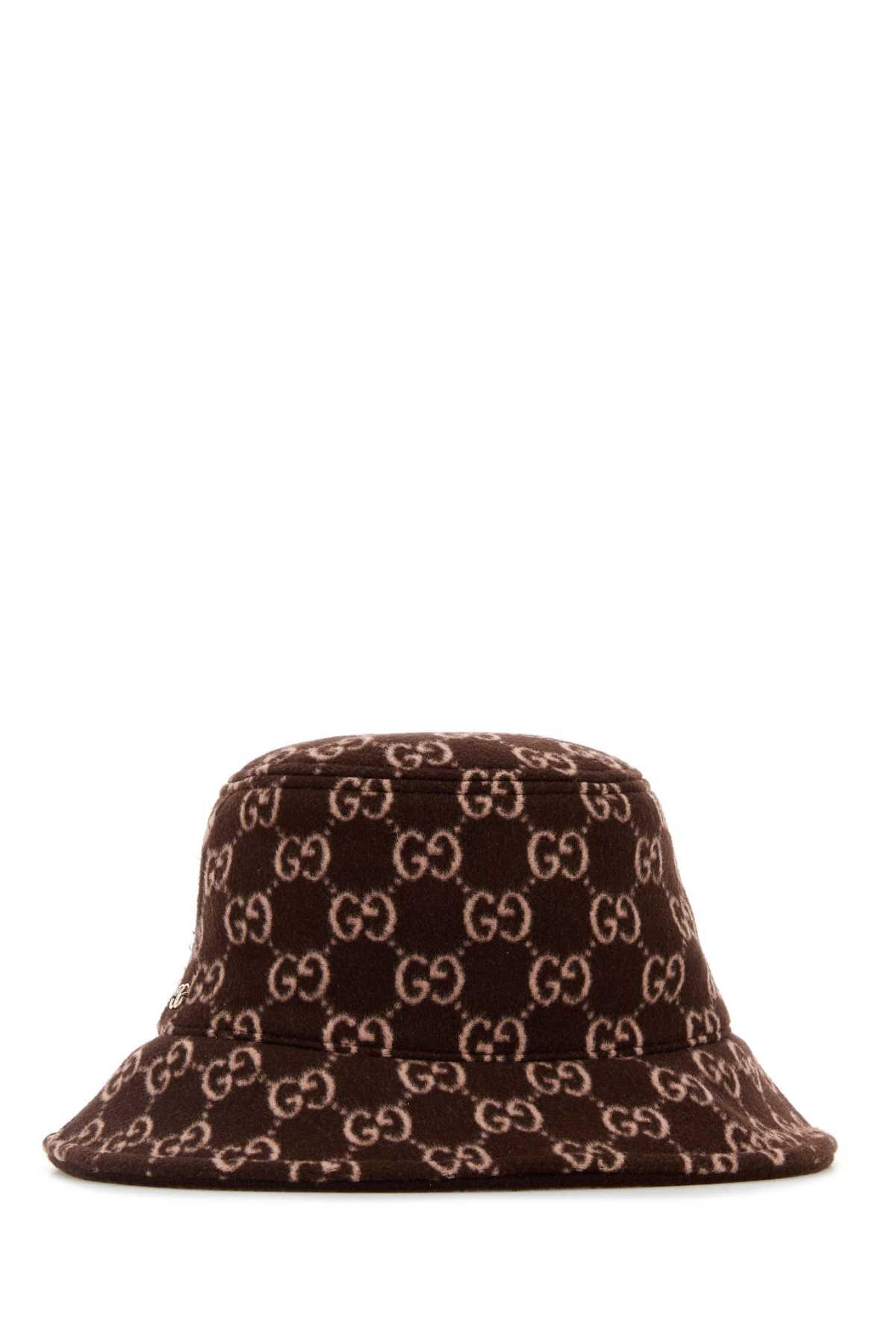 Gucci Embroidered Wool Blend Bucket Hat in Brown | Lyst