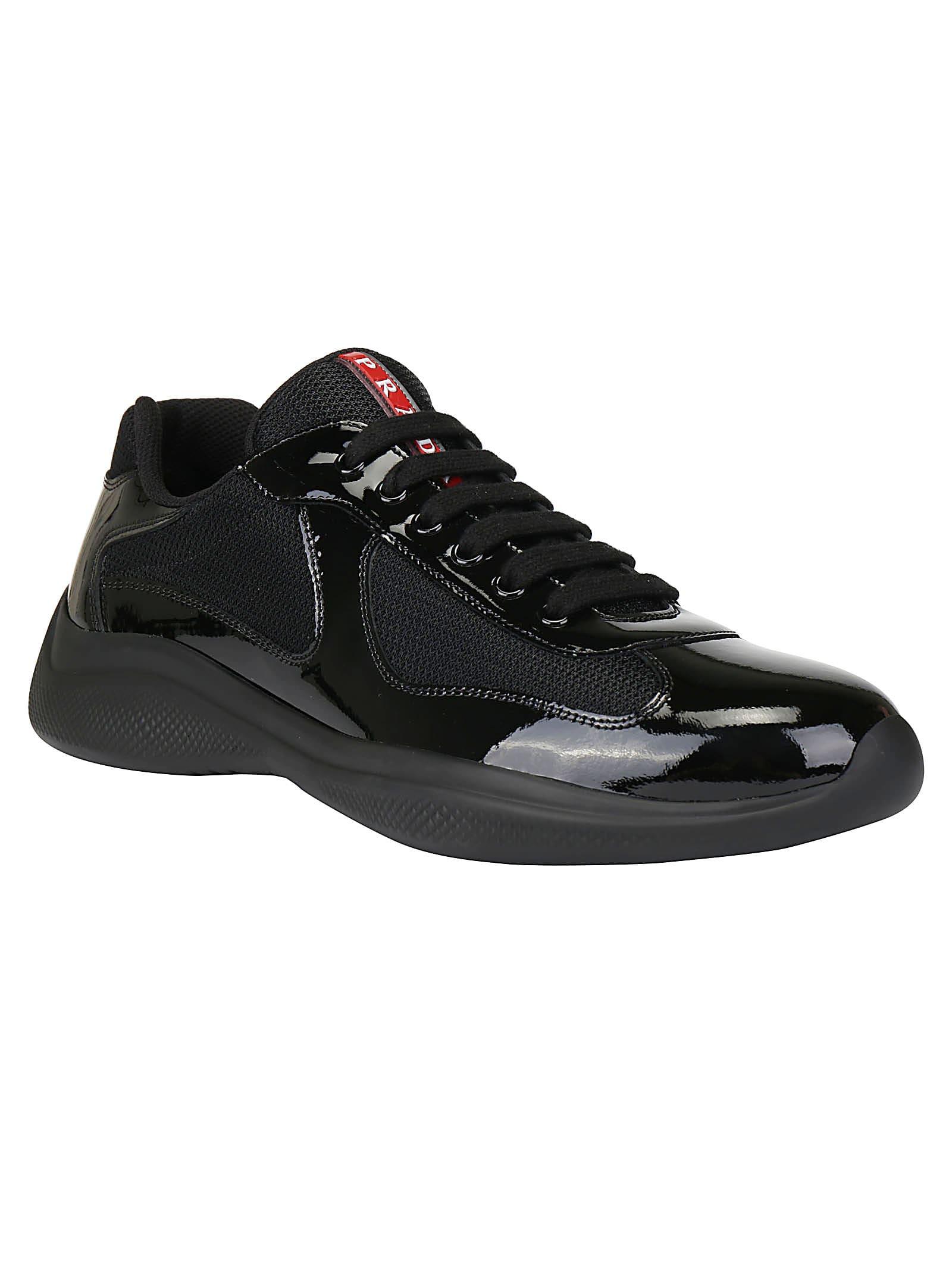black patent prada trainers