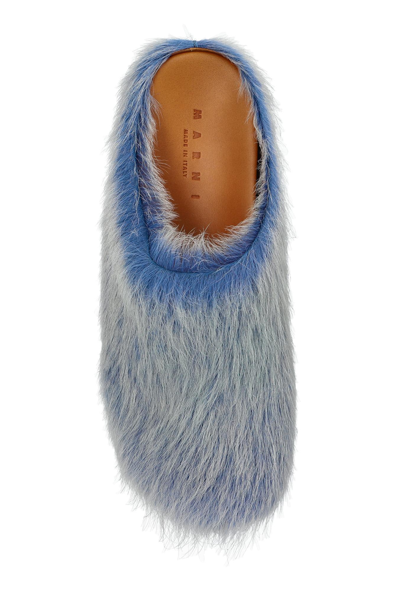 Marni Blue Furry Slippers Marni Calf Hair Slippers in Blue – Antidote Fashion and  main image 4
