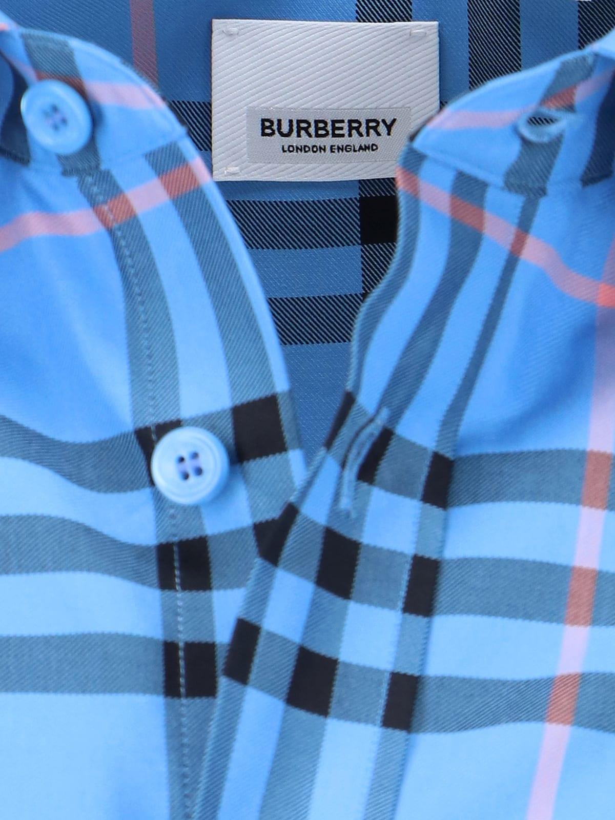 Burberry Check Shirt in Blue for Men | Lyst