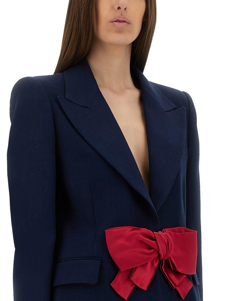 Valentino Viscose Jacket With Bow in Blue | Lyst
