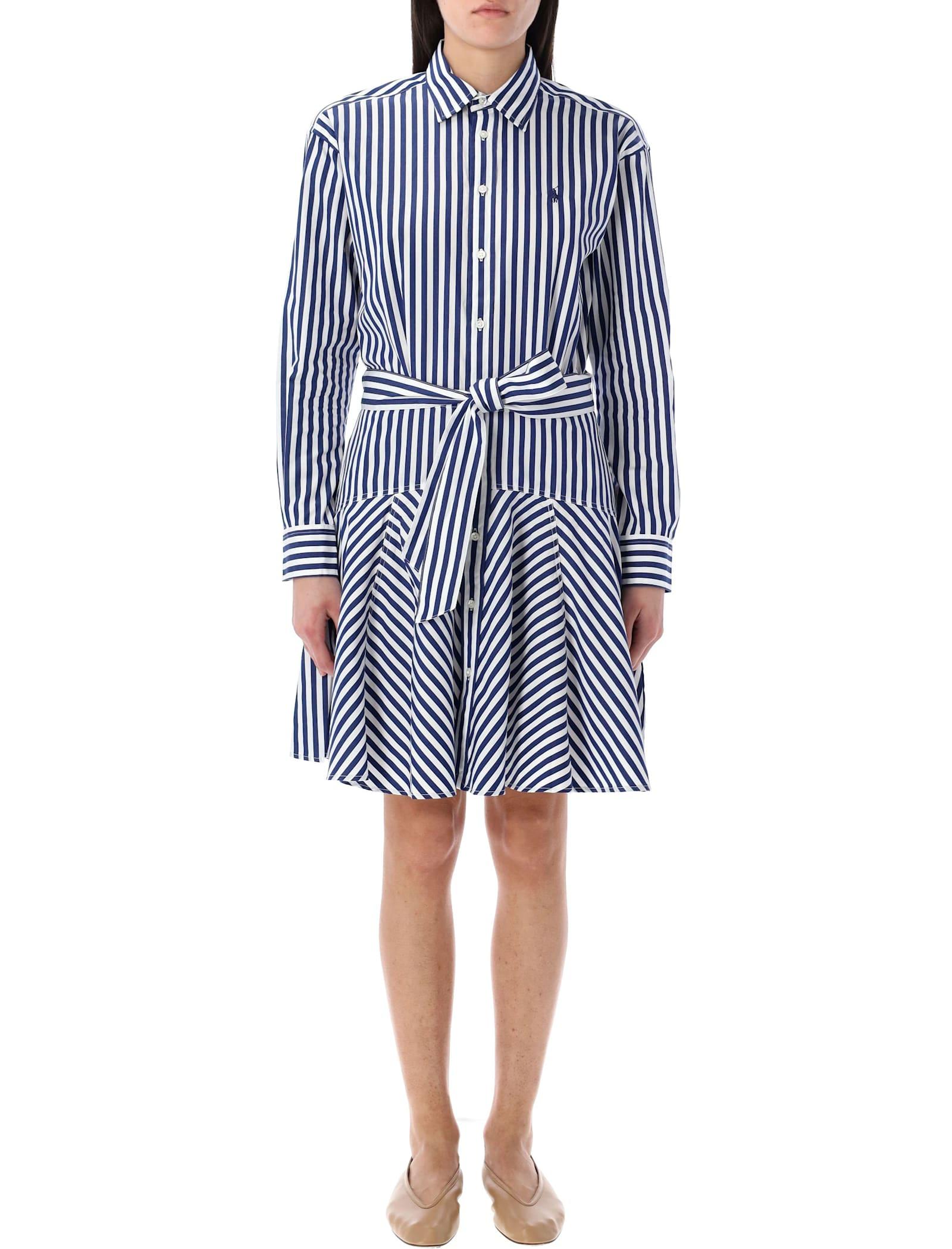 Polo Ralph Lauren Striped Paneled Shirt Dress in Blue | Lyst