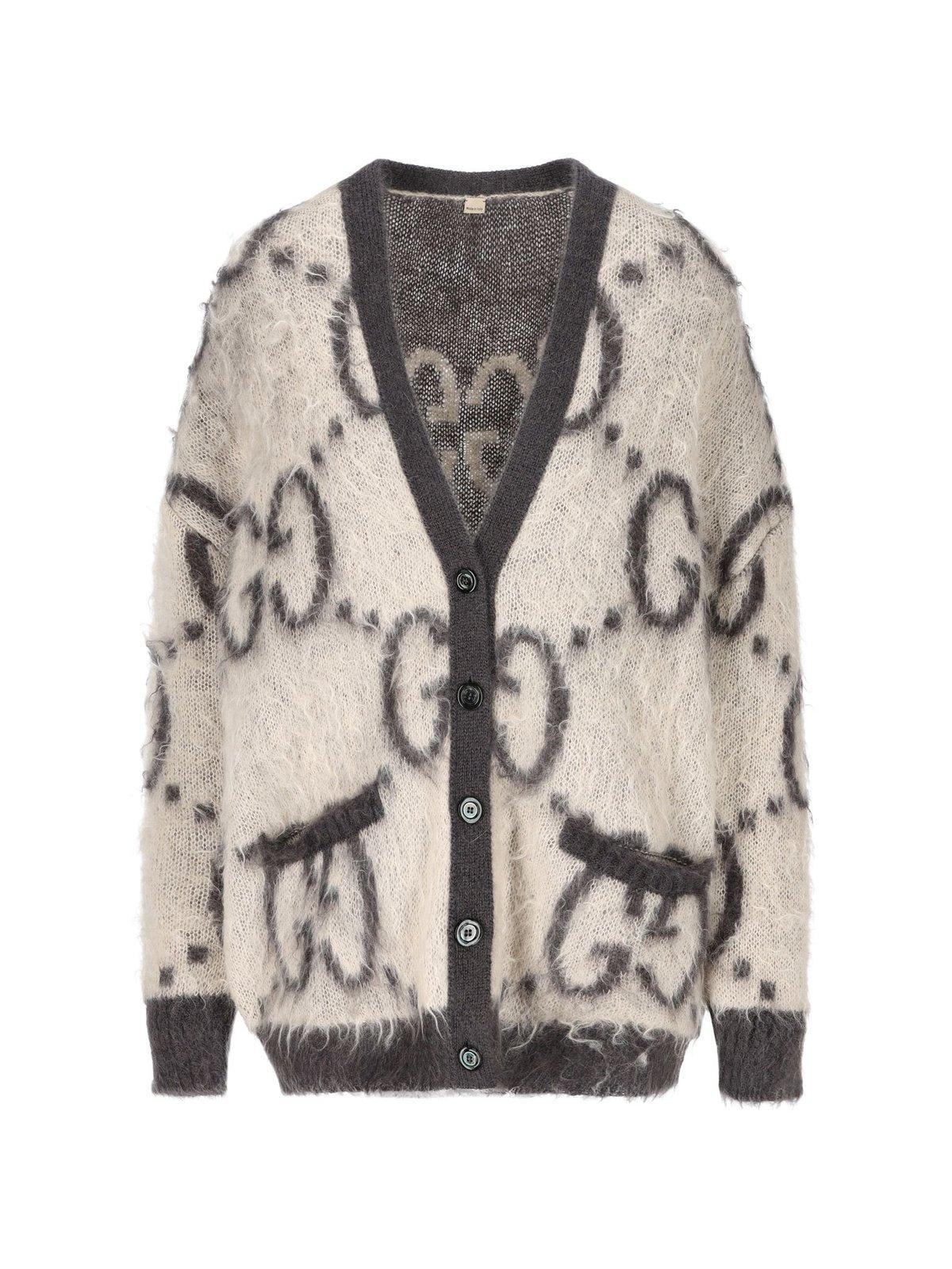 Jacquard Sweater Gucci Reversible Gg Mohair Wool Cardigan Gucci