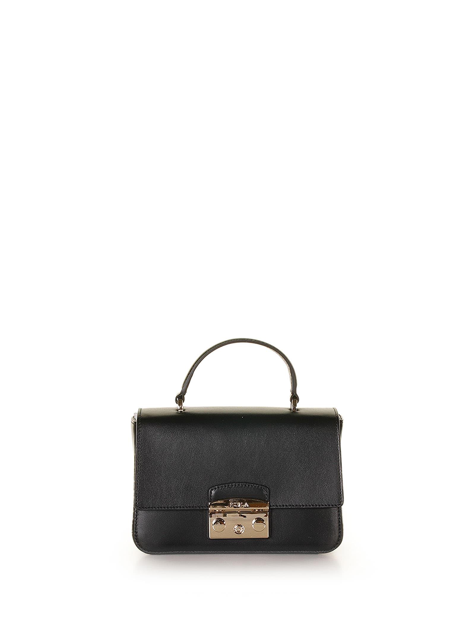 Furla Metropolis Mini Top Handle Bag With Shoulder Strap in Black