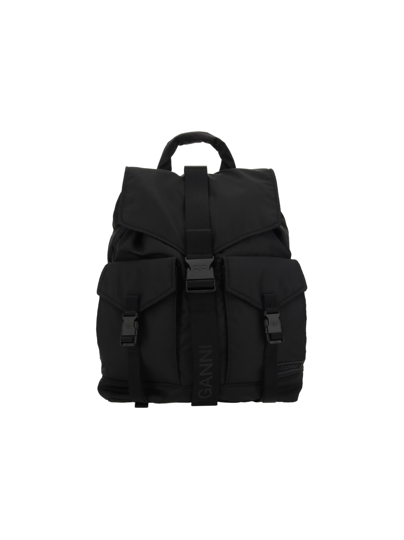 Ganni Tech Pocket Detailed Backpack in Black | Lyst