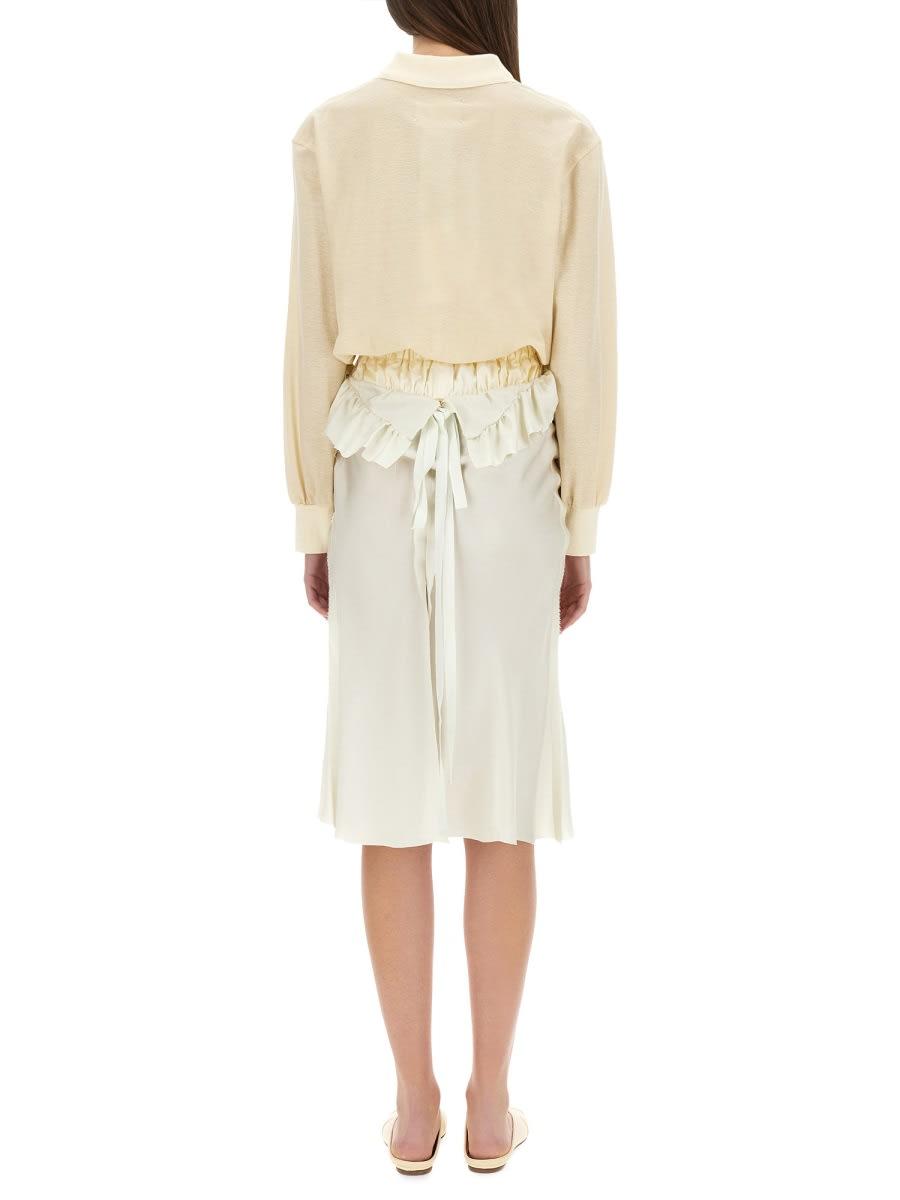 【Maison Margiela】 Polo Midi Dress Maison Margiela Midi Dress With Polo-Style Top in Natural | Lyst