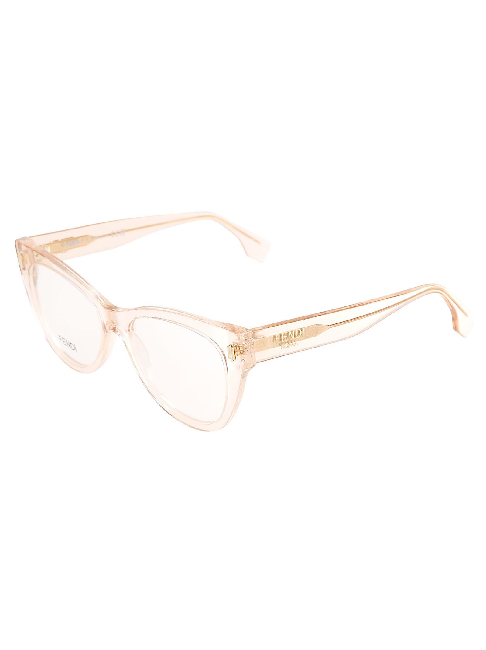 Fendi Clear Frame Round Lense Glasses in Natural | Lyst UK
