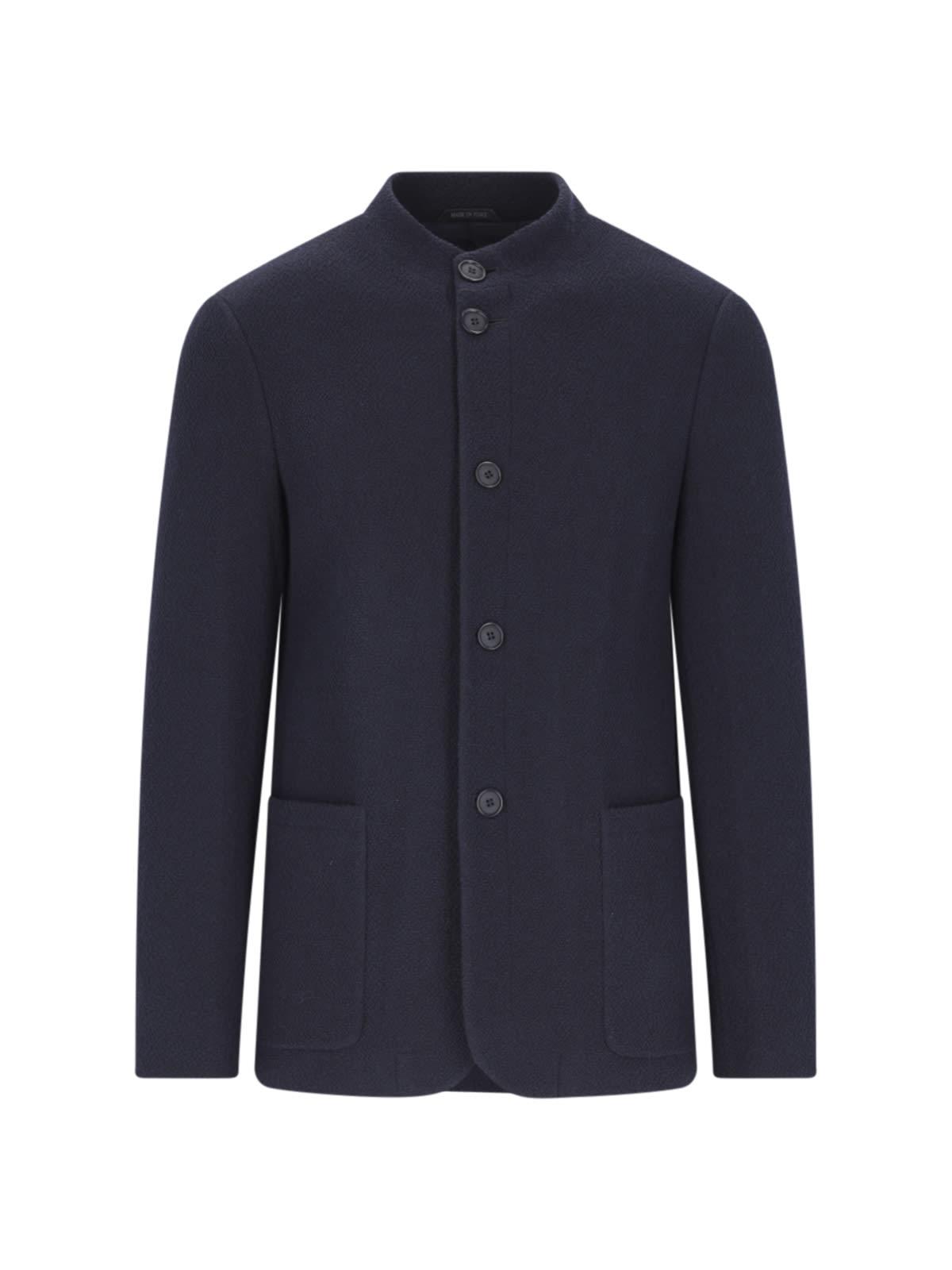 Giorgio Armani Korean Collar Jacket in Blue for Men | Lyst