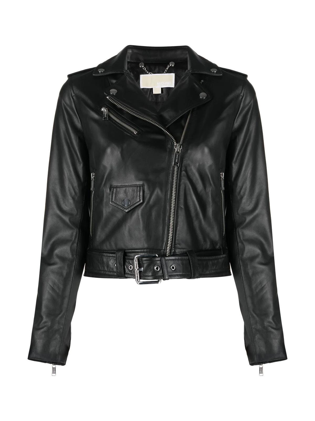 MICHAEL Michael Kors Leather Biker Jacket in Black | Lyst