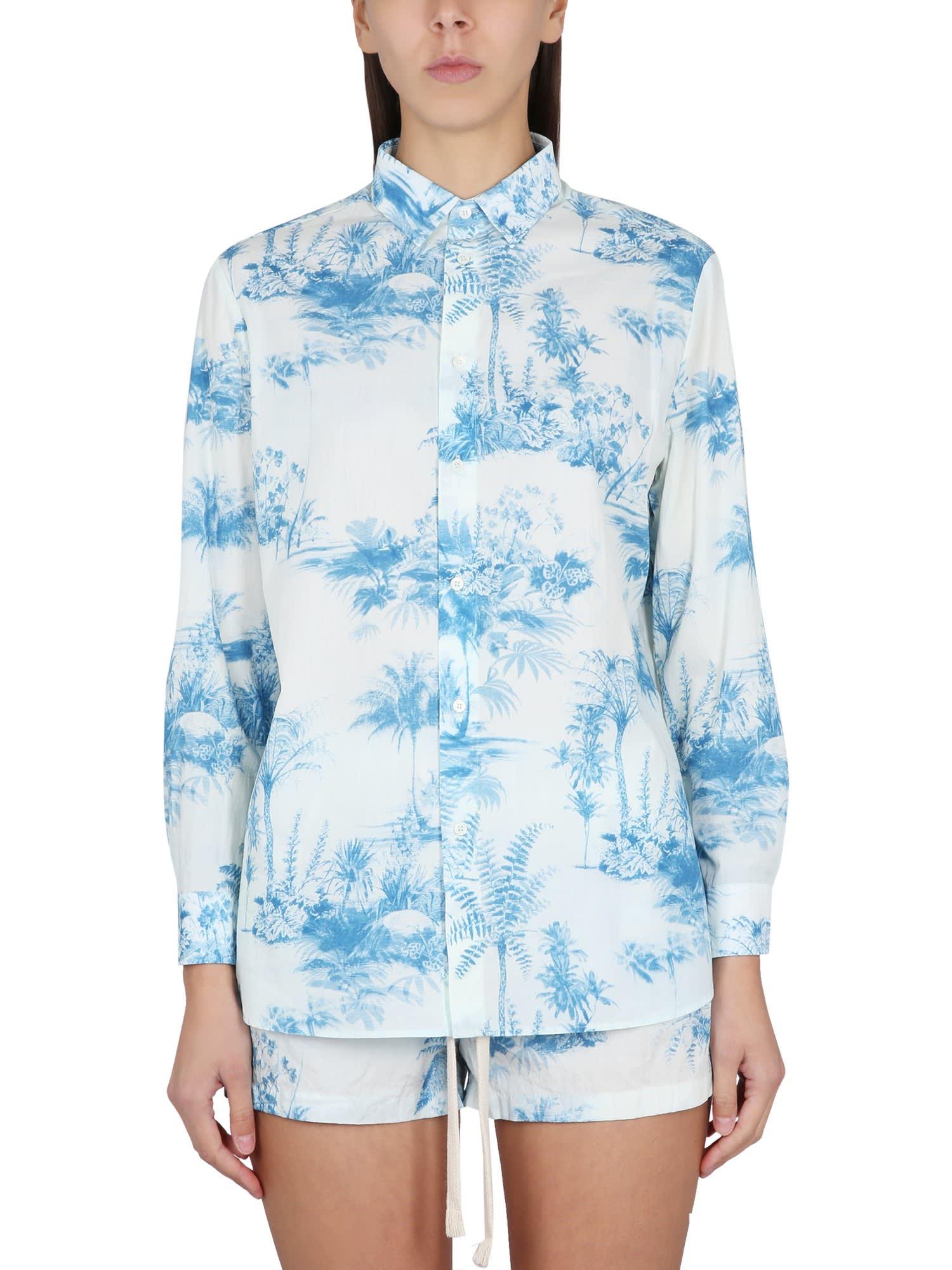stribe ligevægt sang RED Valentino Tropical Toile De Jouy Print Shirt in Blue | Lyst