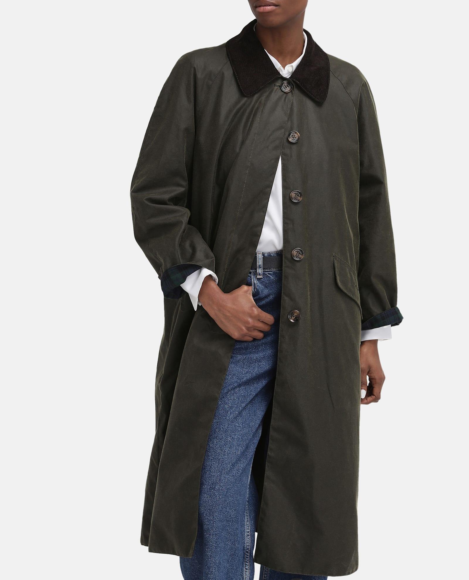 Alexa Chung Long Barbour Wax Coat Barbour The Edit By Alexa