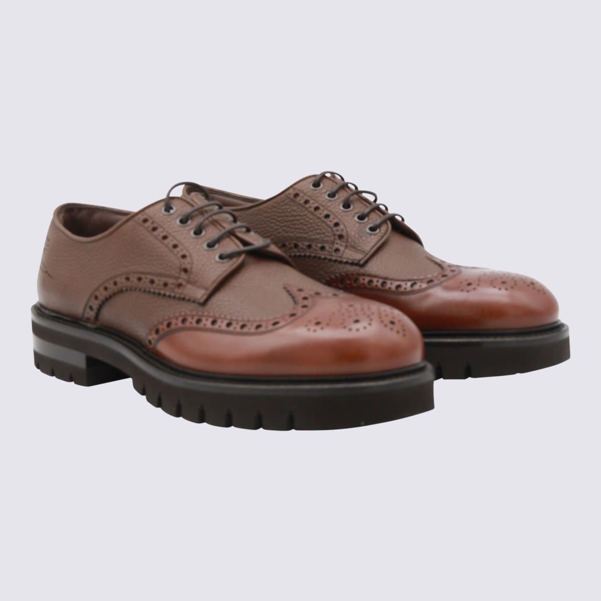 Salvatore Ferragamo Men’s Dark Brown Leather Lace-Up Shoe Authentic Salvatore Ferragamo Sport Brown Suede Leather  main image 2