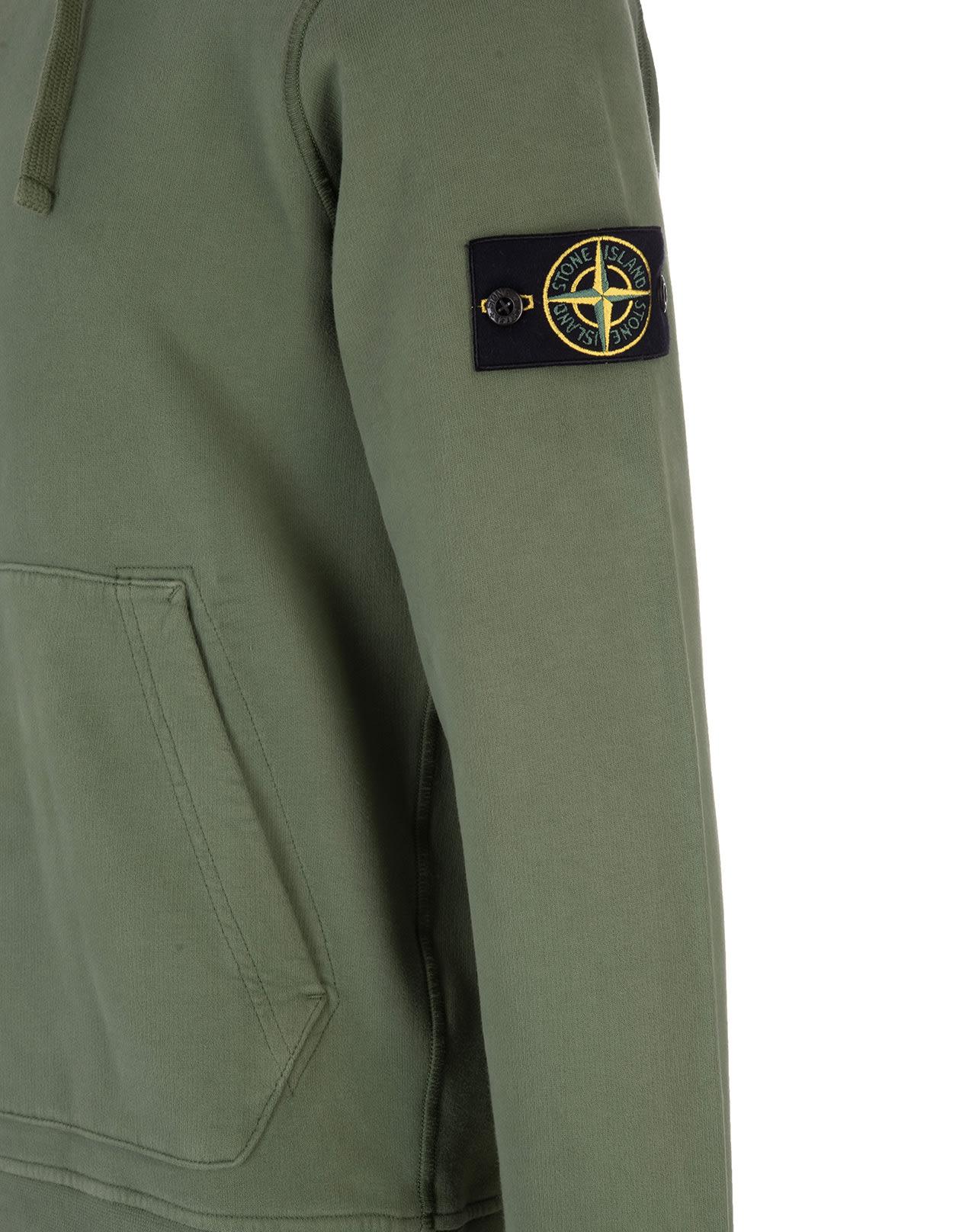 Stone Island Man Military Green Cotton Hoodie for Men | Lyst