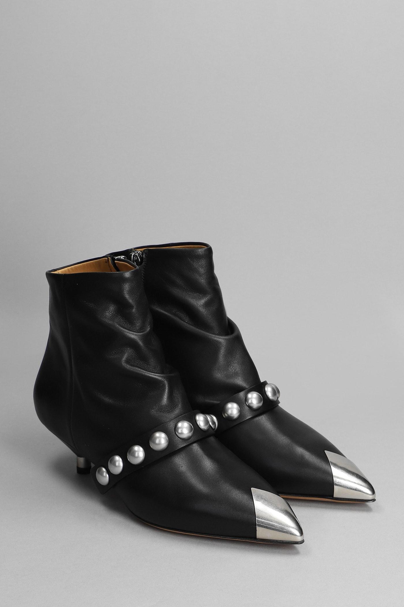 Formode Opmuntring møl Isabel Marant Donatee Low Heels Ankle Boots In Black Leather | Lyst