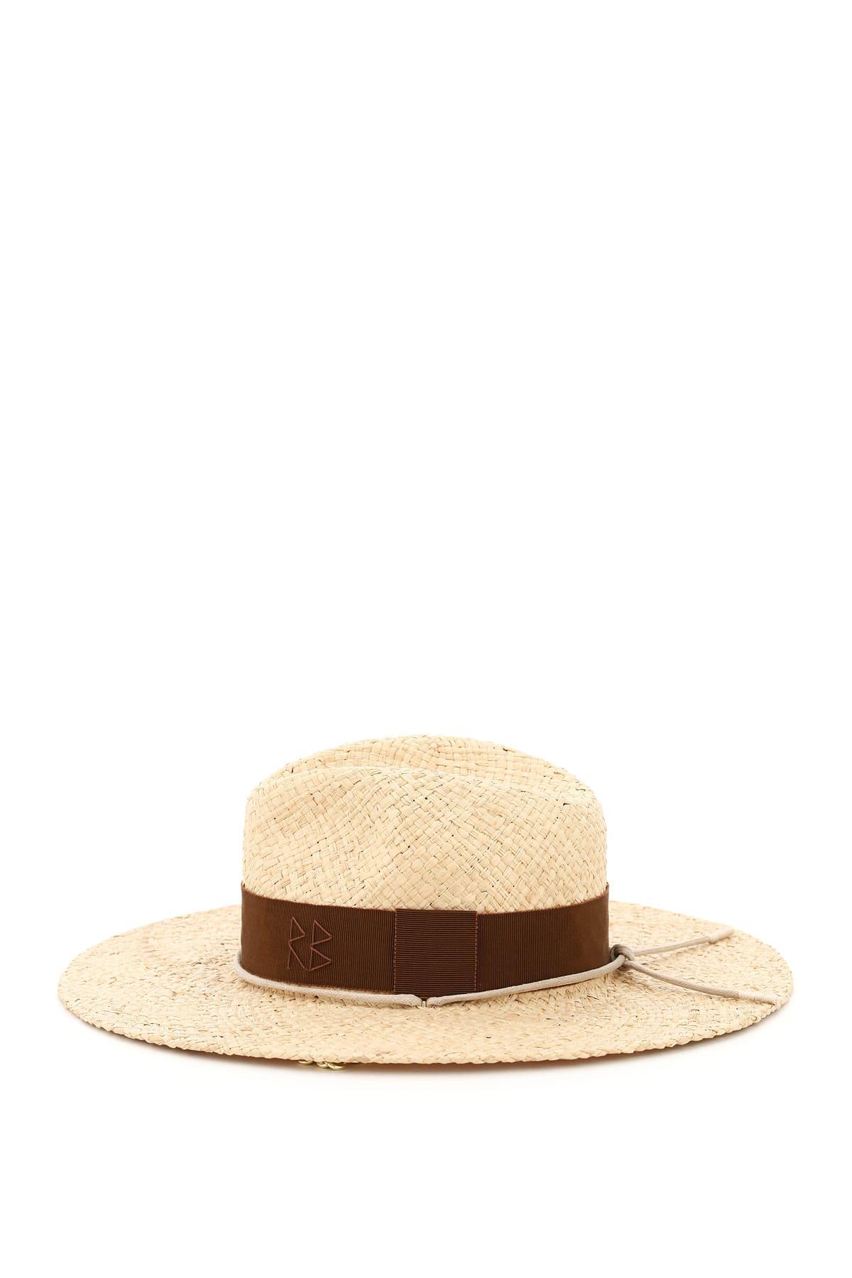 Chain Strap Straw Boater Hat 