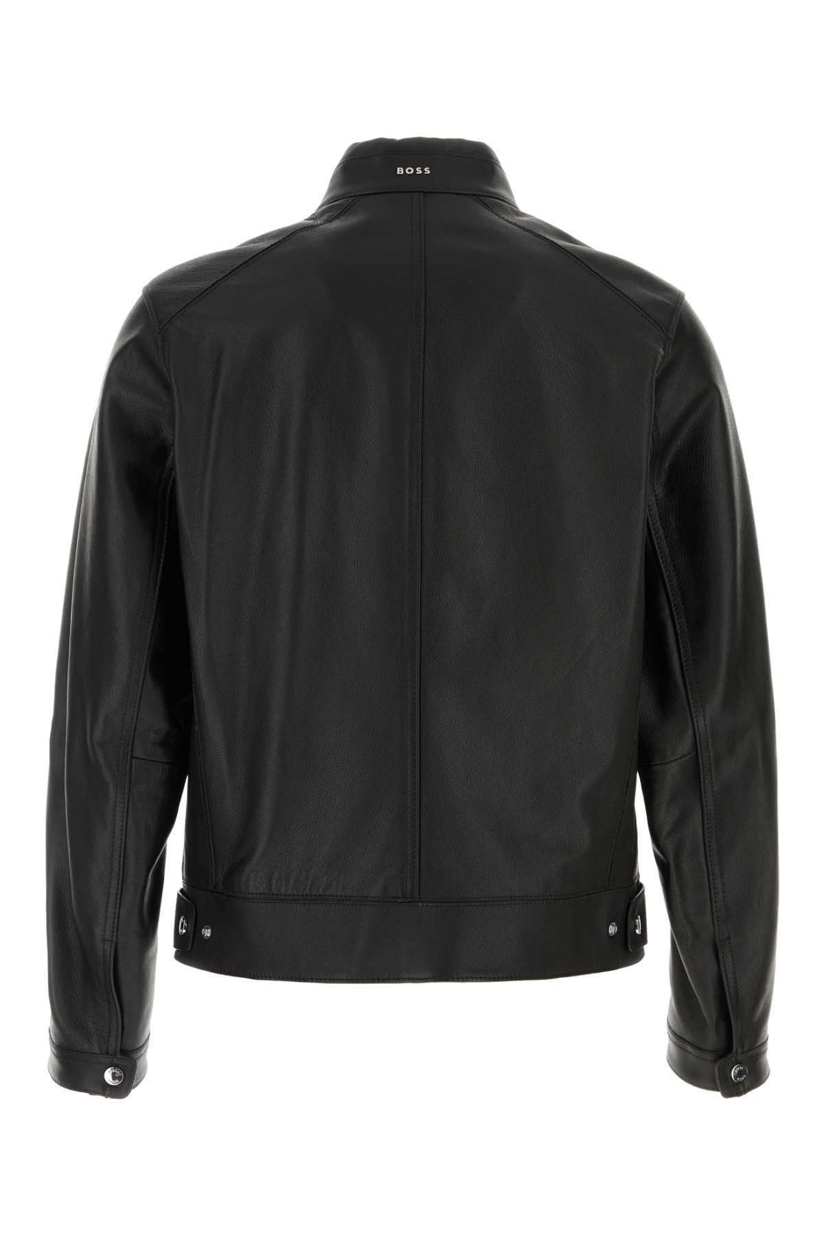 BOSS Leather H Mansell Jacket in Black for Men Lyst UK