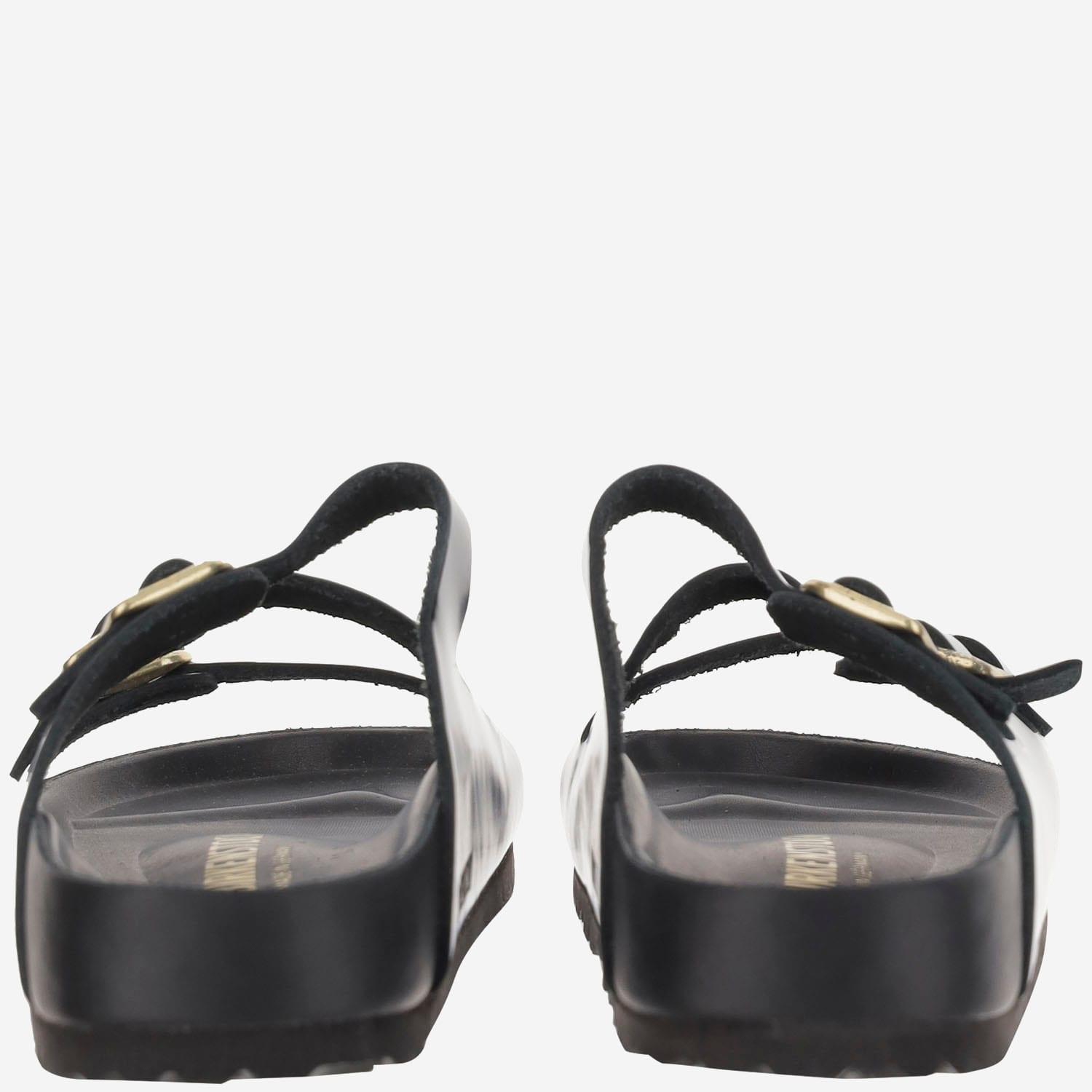 サンダル BIRKENSTOCK FLORIDA DBUCKLE EXQUISITE SHINE CALZATA S Florida Exquisite Natural Leather Patent High Shine Ecru