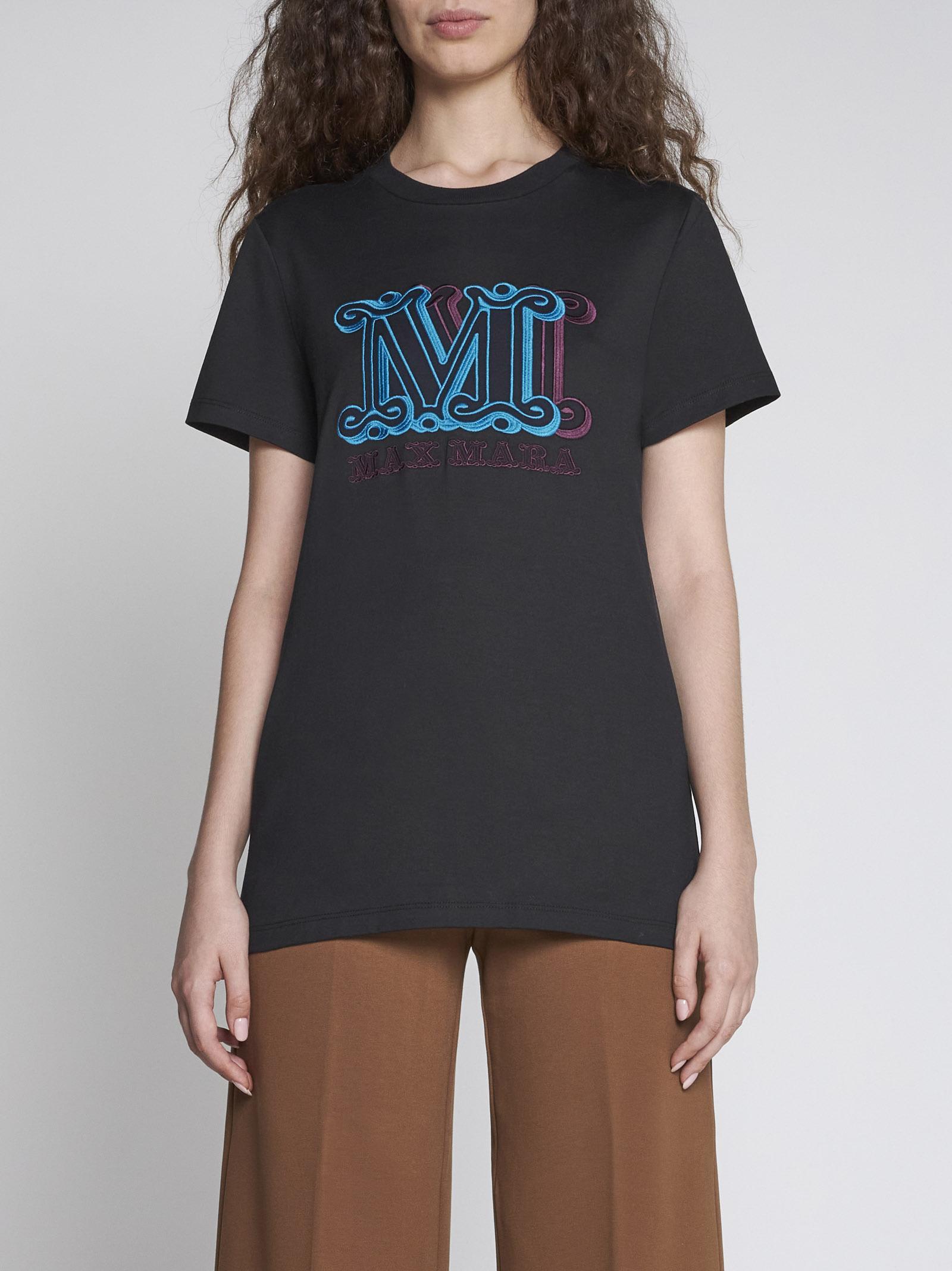 Max Mara Agro Logo Cotton T-shirt in Black | Lyst