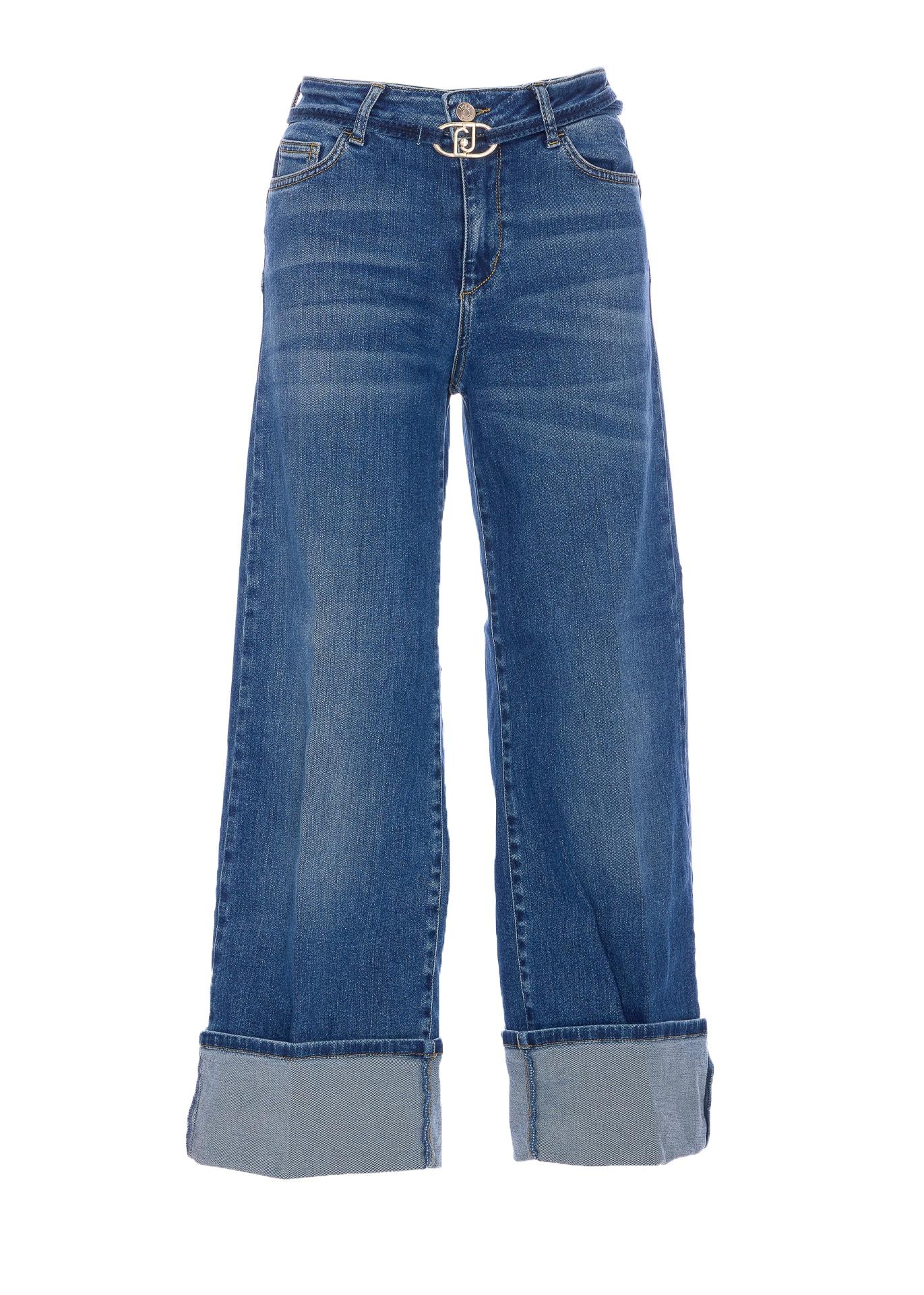 デニム・ジーパン LIU JO Women Denim Pants UA5282D4988 78899 Blue Cropped jeans with turn-ups colour blue denim | Liu Jo
