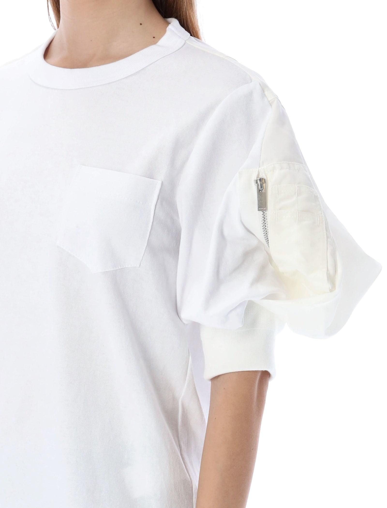 Sacai Puff Sleeve T-shirt in White | Lyst