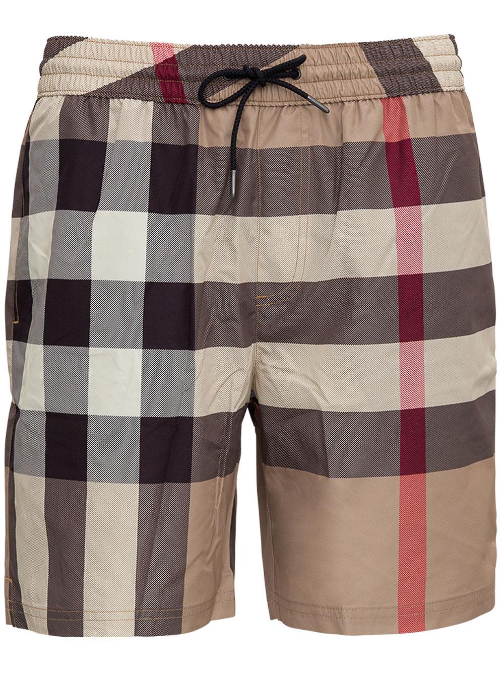 Burberry Vintage Check Nylon Swim Shorts Man in Natural for Men Lyst