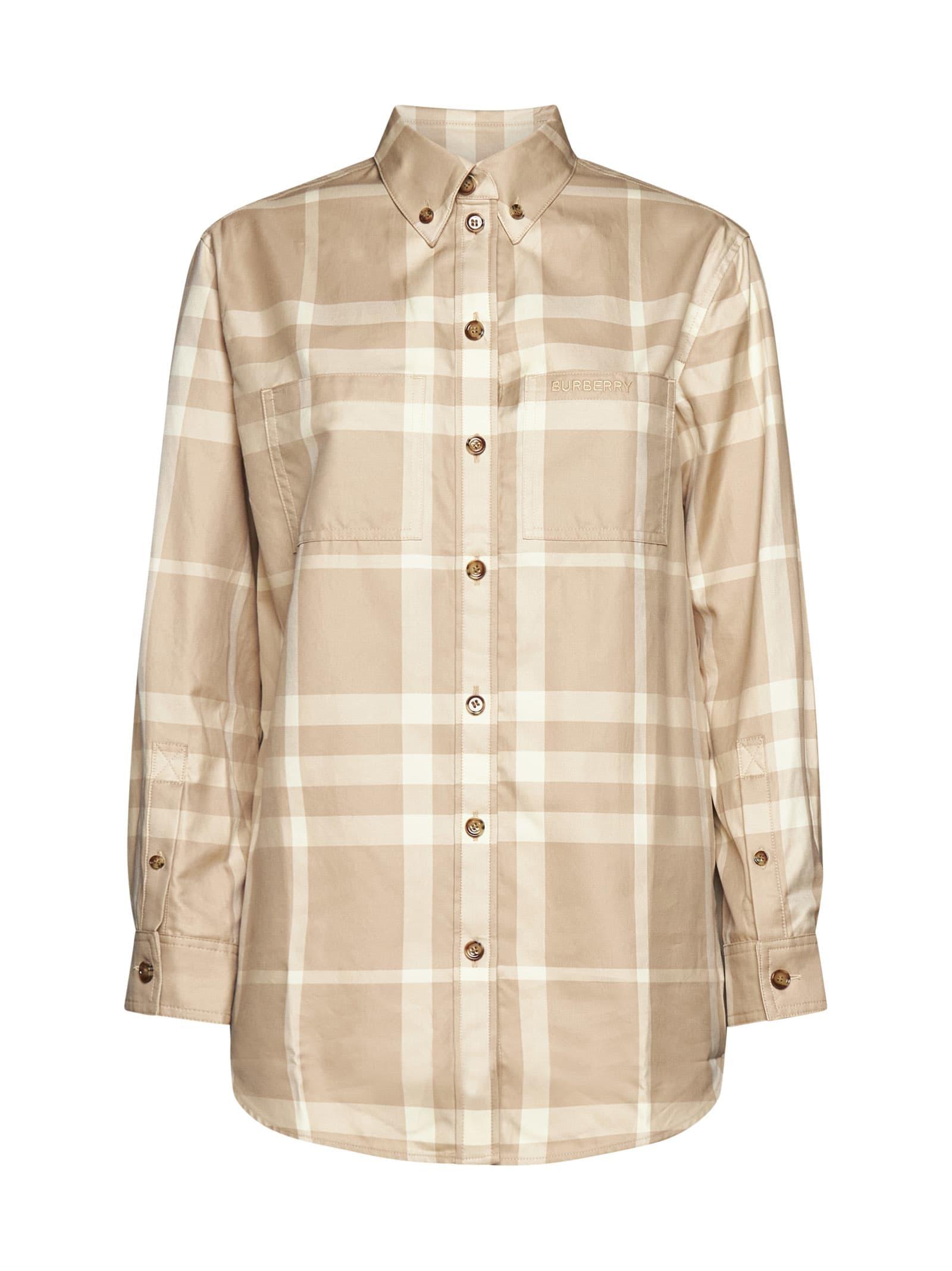 Burberry Shirt in Natural | Lyst