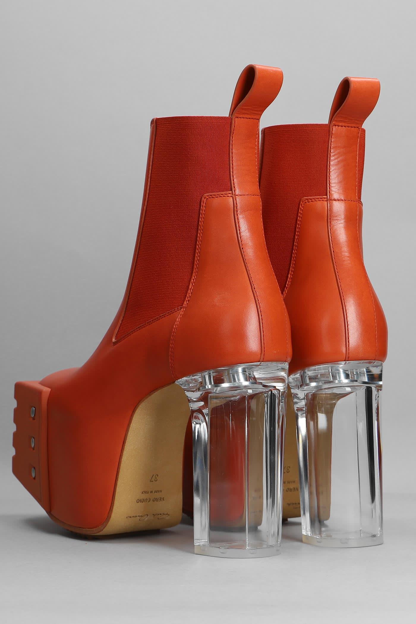 Rick Owens High Heels Ankle Boots In Leather in Orange | Lyst