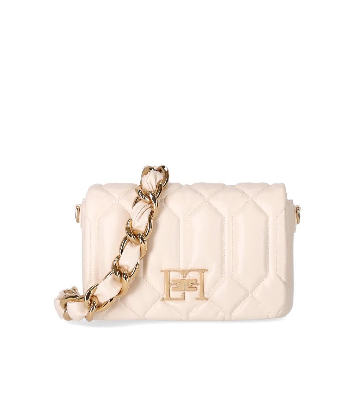 Elisabetta Franchi Puffy Medium Butter Crossbody Bag in Natural | Lyst