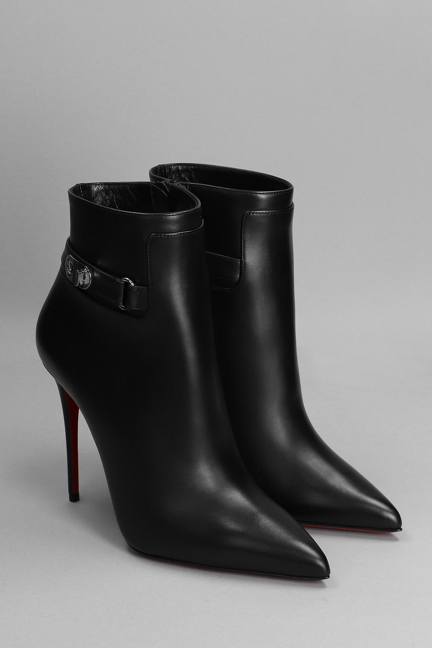Christian Louboutin Lock So Kate High Heels Ankle Boots In Black Leather Lyst