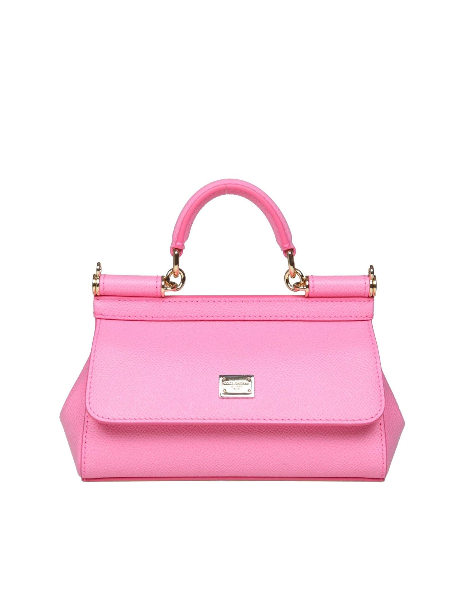 Dolce & Gabbana Pink Leather Small Miss Sicily Top Handle Bag Dolce &  Gabbana